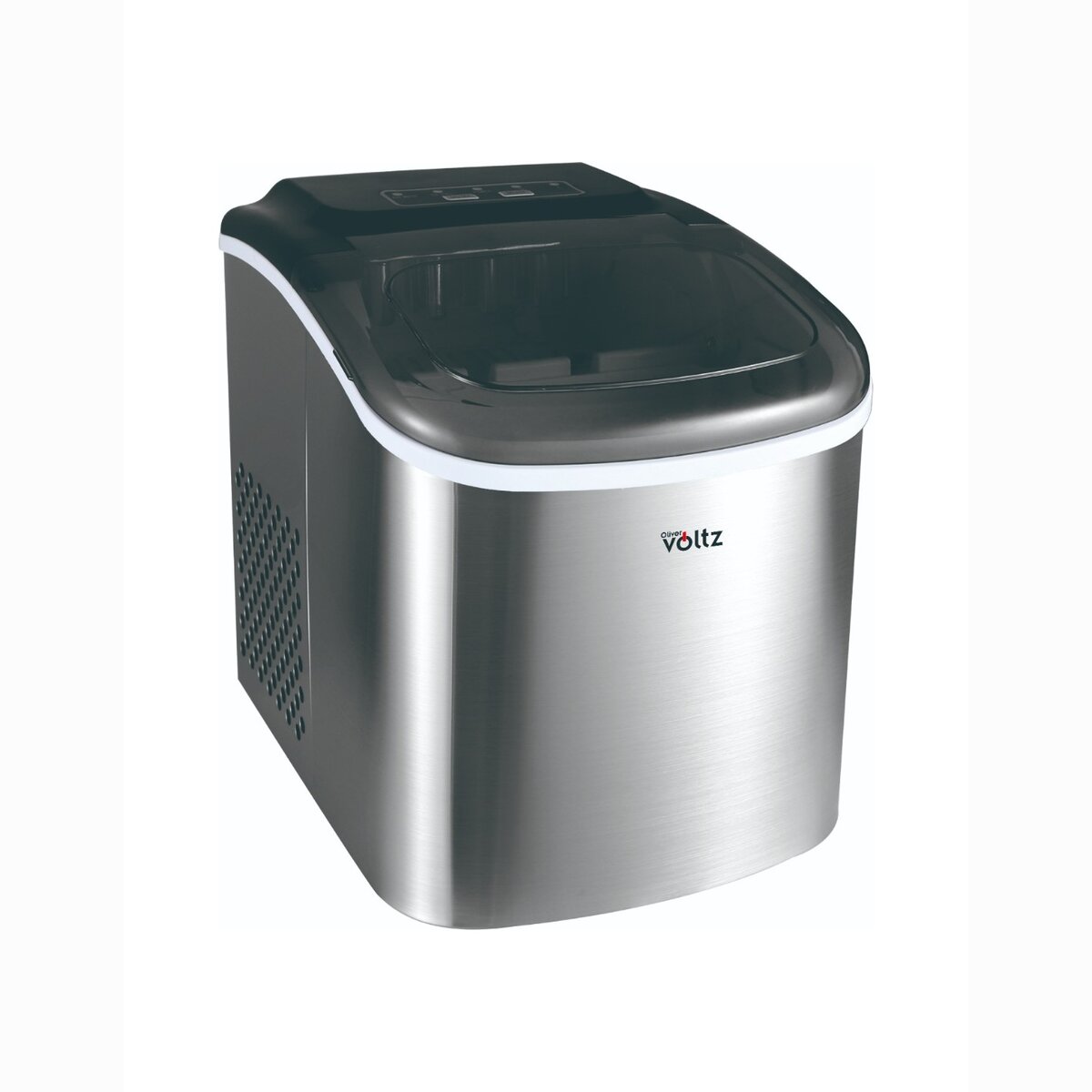 Ледогенератор Oliver Voltz OV51447CS, 120W, 12кг/24 часа, 1.3 л, 9 кубчета за цикъл работа, Индикатор за лед и вода, Инокс — снимка