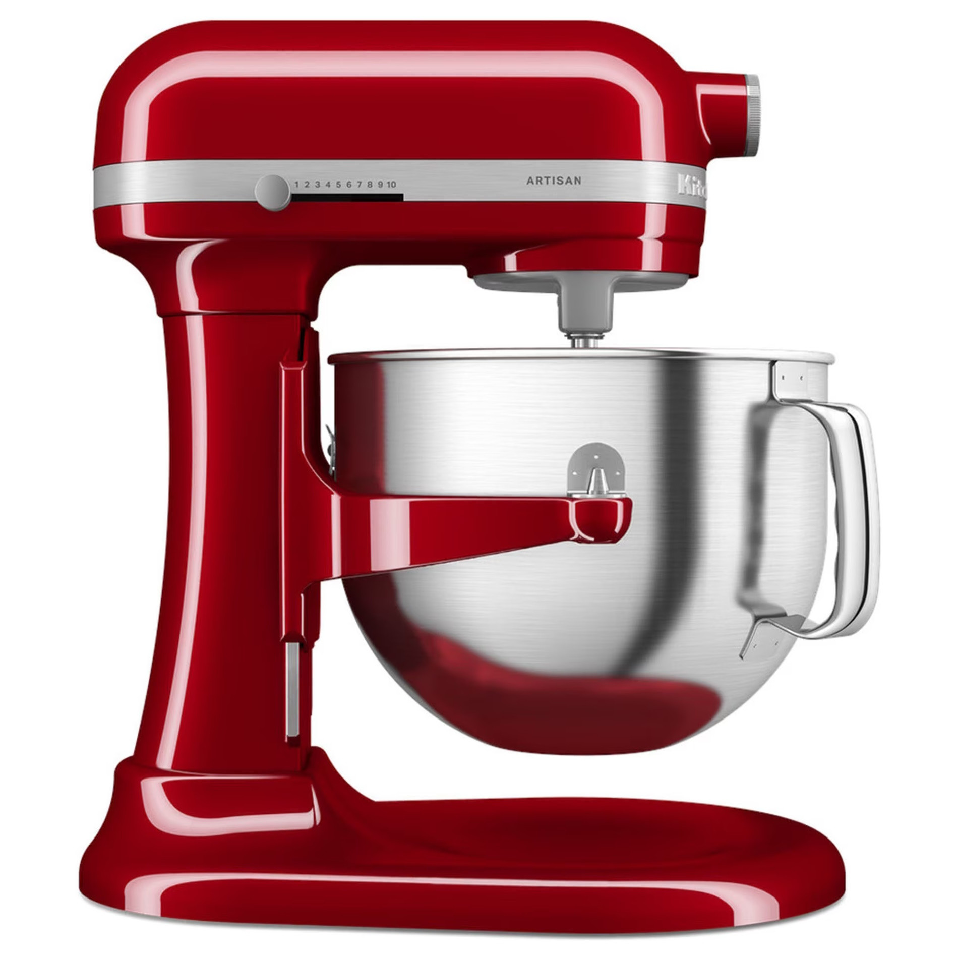 Планетарен миксер KitchenAid Artisan 5KSM70SHXEER, 375 W, 6.6 л, 10 скорости, Повдигане на купата, Червен от KitchenAid — продуктова снимка