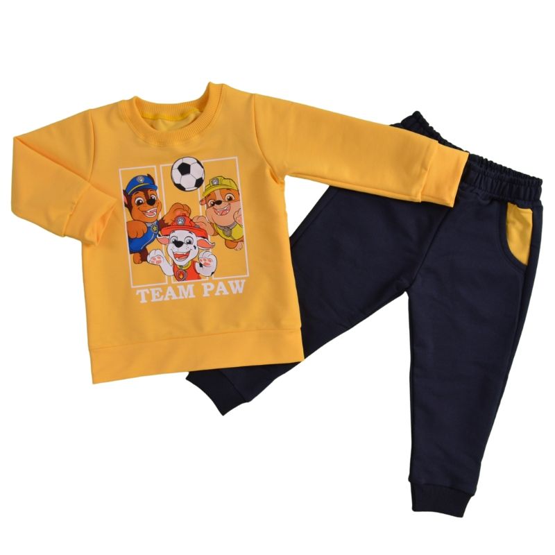 Памучен детски комплект Paw Patrol Team FootBall в жълто и синьо — снимка на продукта от Sevtex