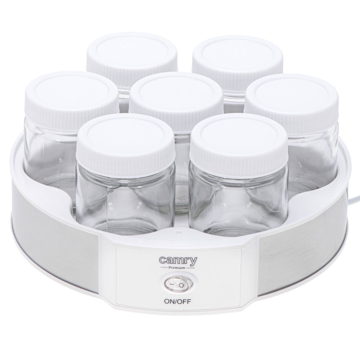 Уред за кисело мляко Camry CR 4519, 20W, 200 мл, 7 бурканчета, Бял — снимка