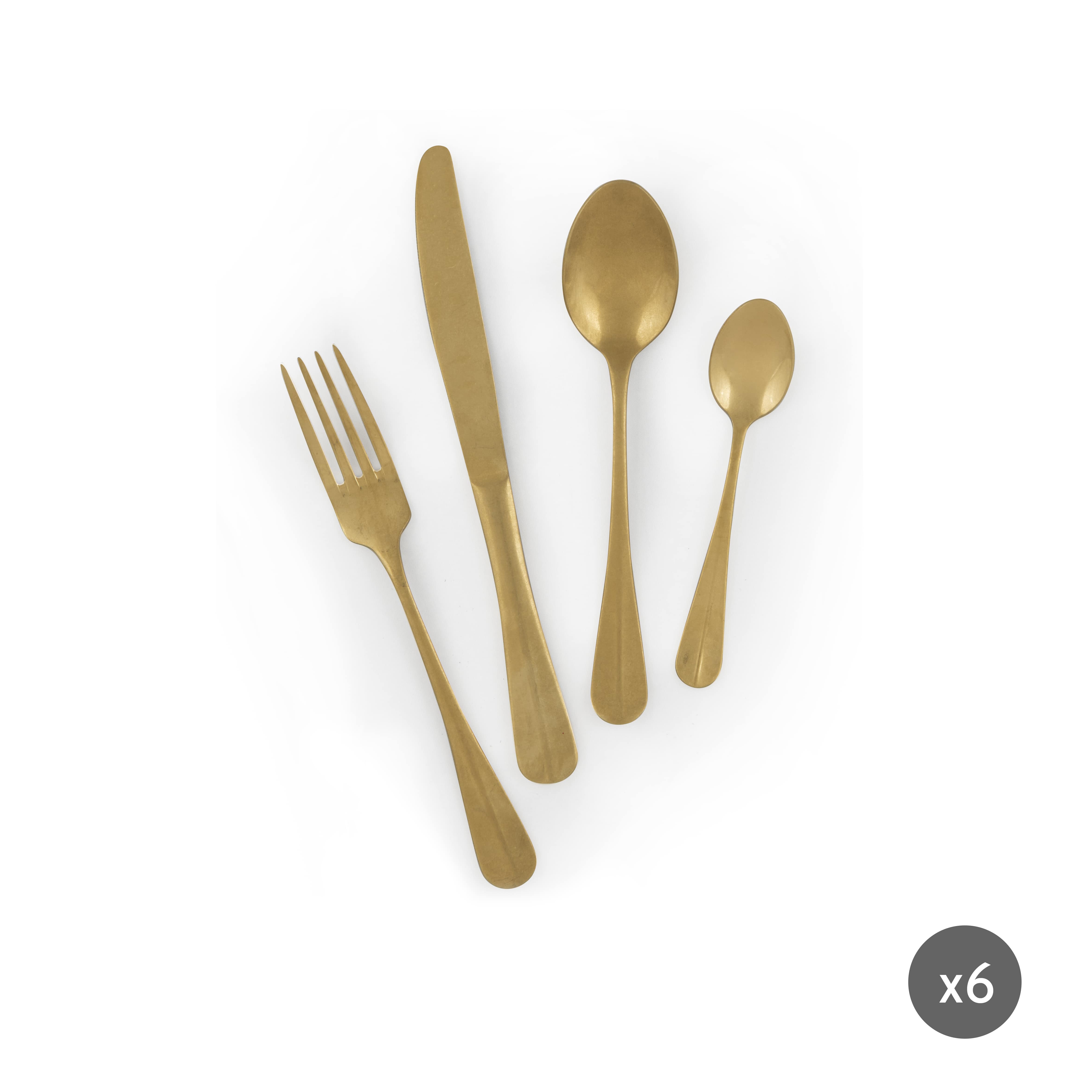 Комплект прибори за хранене EXCELSA VINTAGE 24 части в златист цвят за трапеза  

2