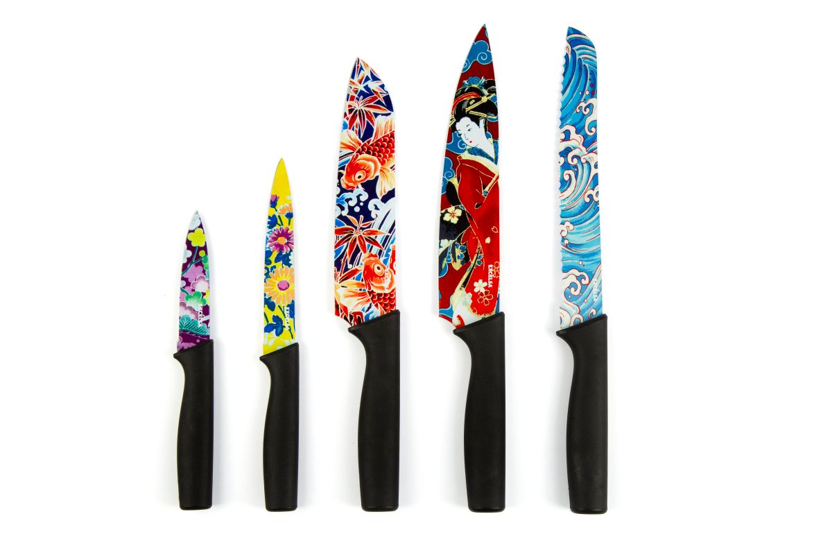 комплект ножове EXCELSA KIMONO, 5 броя, висококачествени, за кухнята, стилен дизайн  

16