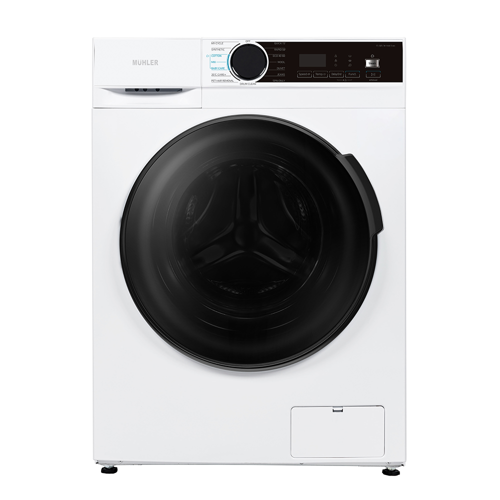 Пералня Muhler IWM1014MWA, Клас А, Инверторна, 10kg, 1400rpm, LED дисплей, 15 програми, Steam wash, Бял — снимка