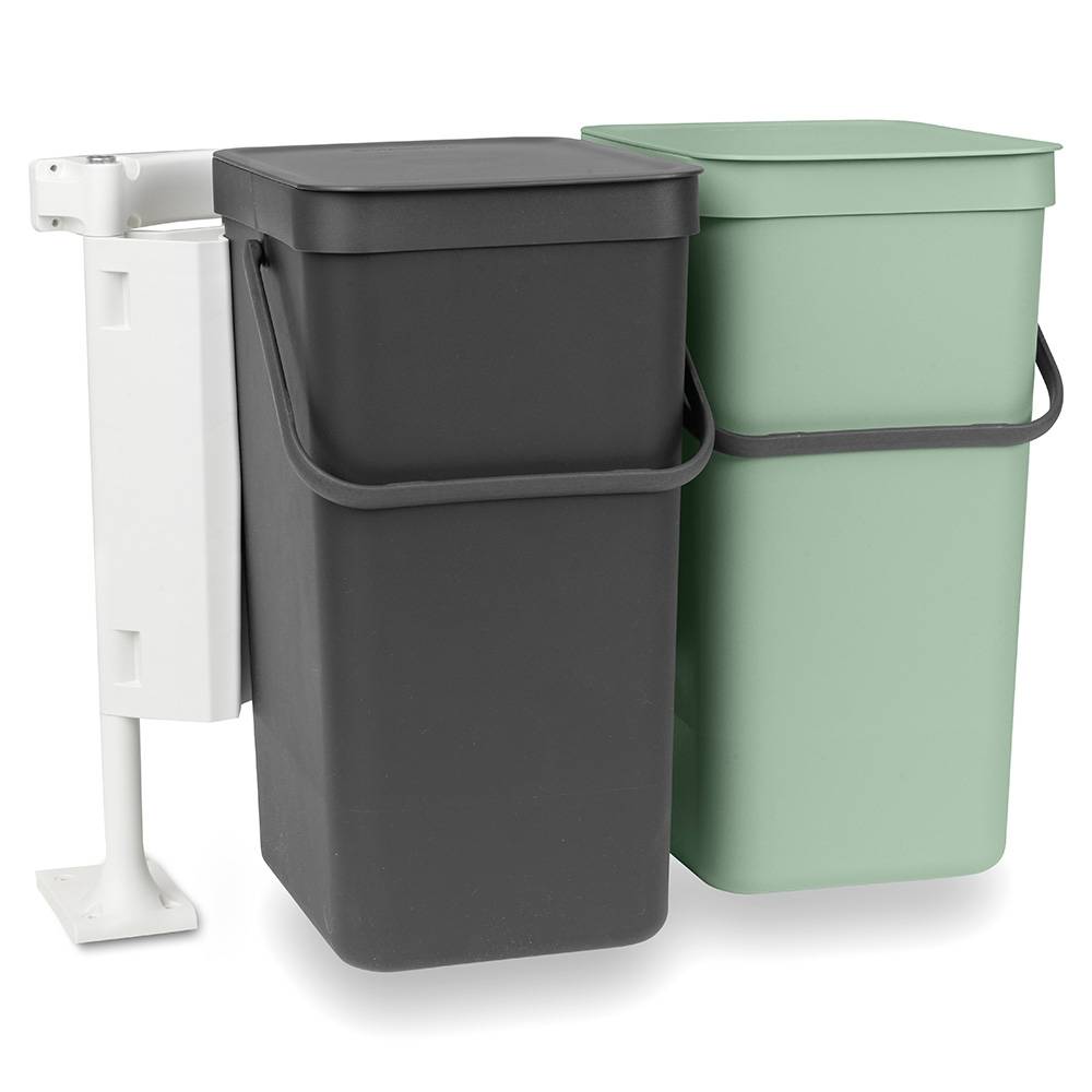 Кош за смет за разделно събиране Brabantia Sort&amp;Go 2x16L, Dark Grey &amp; Jade Green — снимка