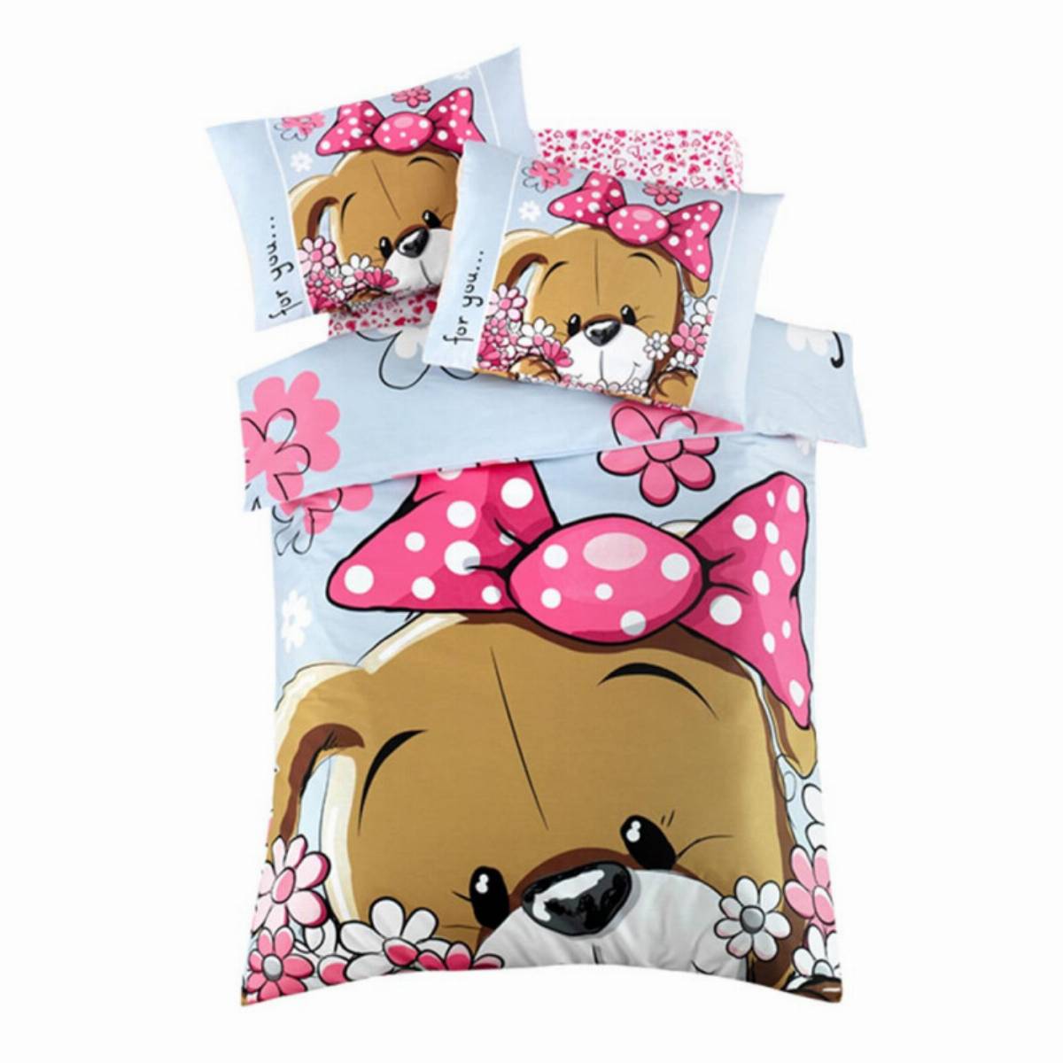 Детски спален комплект Patik 170PTK2009, Памук, Ranforce, 4 части, Плик 100х150см, Чаршаф 100х150см, 2 Калъфки, Многоцветен — продуктова снимка