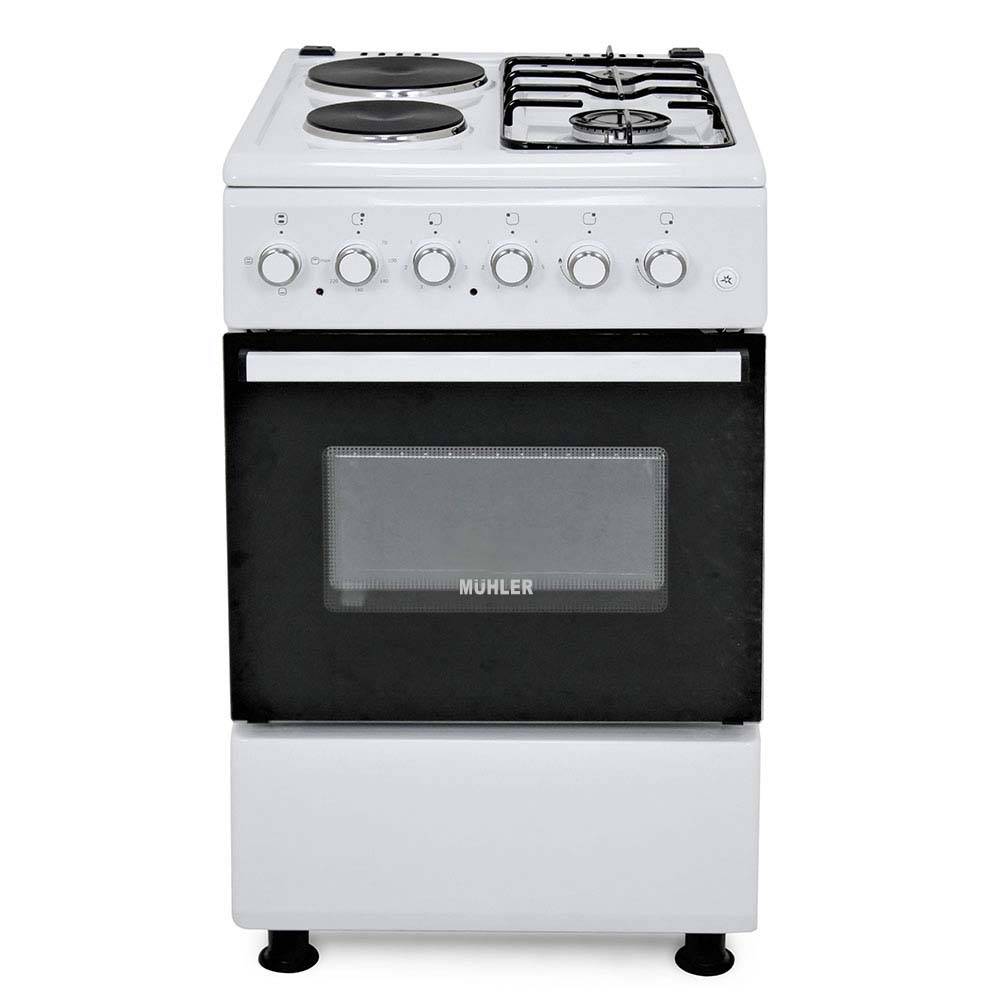 Голяма готварска печка Muhler ELC-500G, 2Г+2Е, 3965W, Клас А, 52L, NG-G20/LPG-G30, 2 години гаранция, Бял — снимка