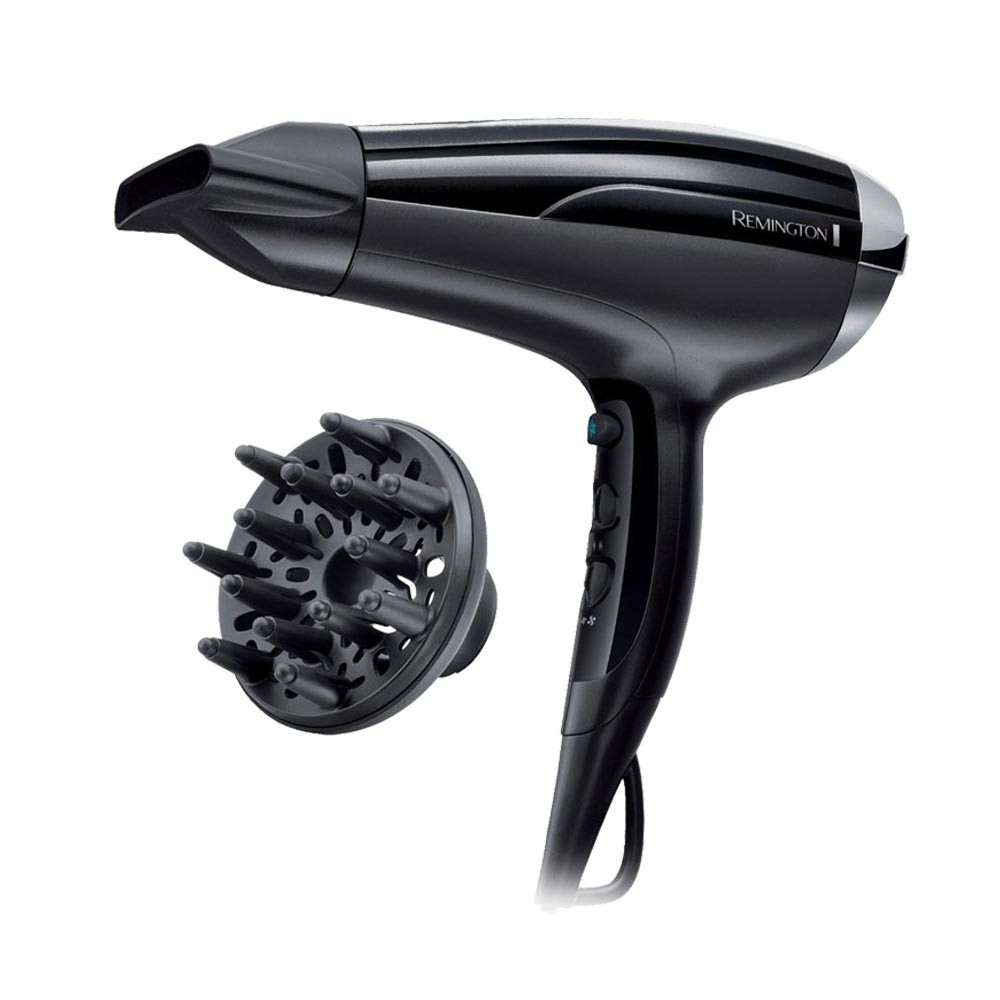 Сешоар Remington D5215 Pro Air Shine, 2300W, 2 скорости, 3 степени, Йонна система, 85 км/ч, Керамична решетка, Черен от Remington — продуктова снимка