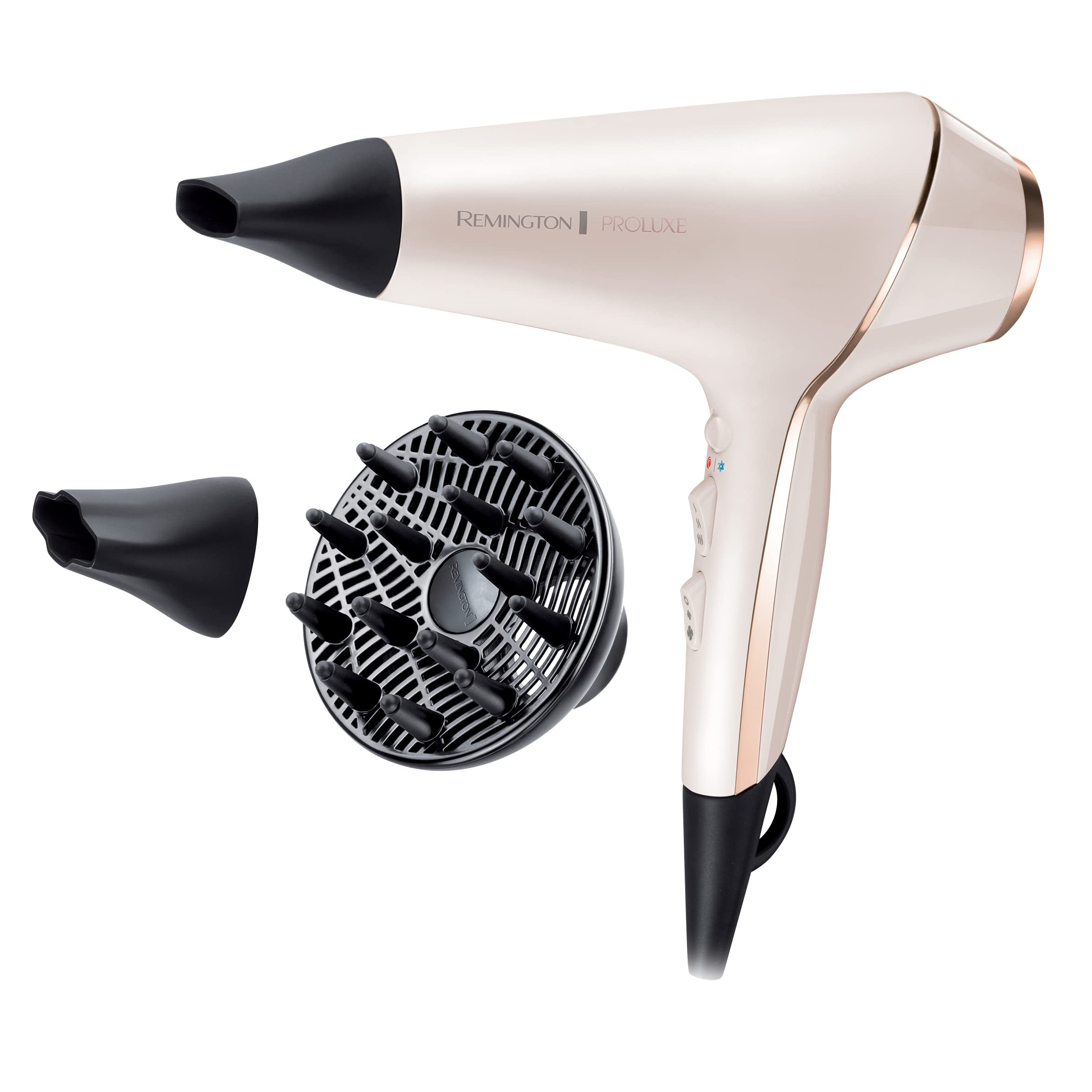 Сешоар Remington AC9140 PROLUXE, 2400W, OPTIheat, AC мотор, Йонизация, 3 скорости, 2 темп. нива, Розов/златист от Remington — продуктова снимка