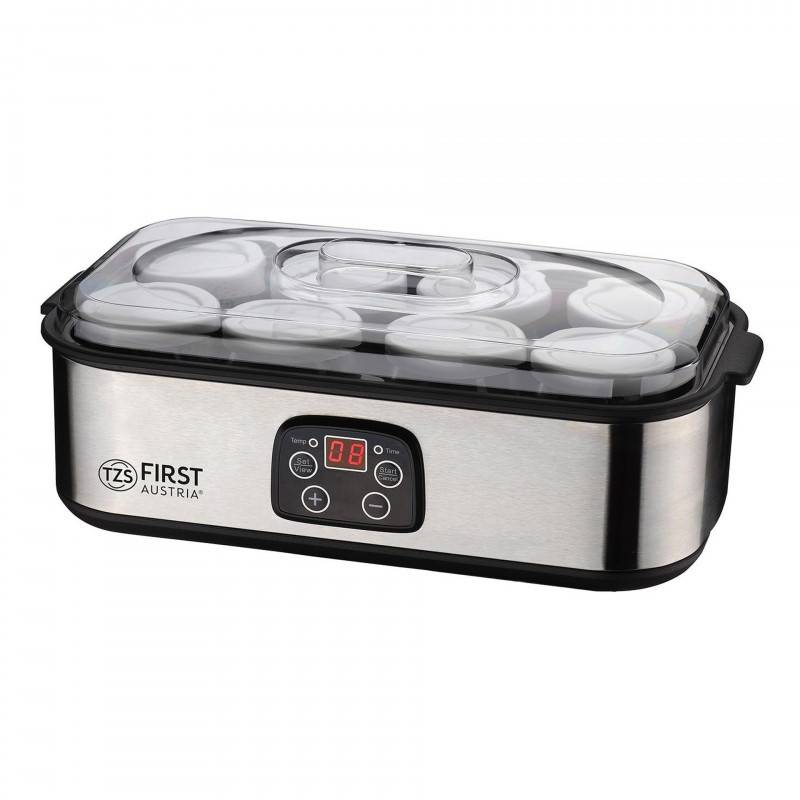Уред за кисело мляко First Austria FA-5120-2, Дигитален, 8 чаши, 190ml, 30W, Таймер, Инокс/Черен — продуктова снимка