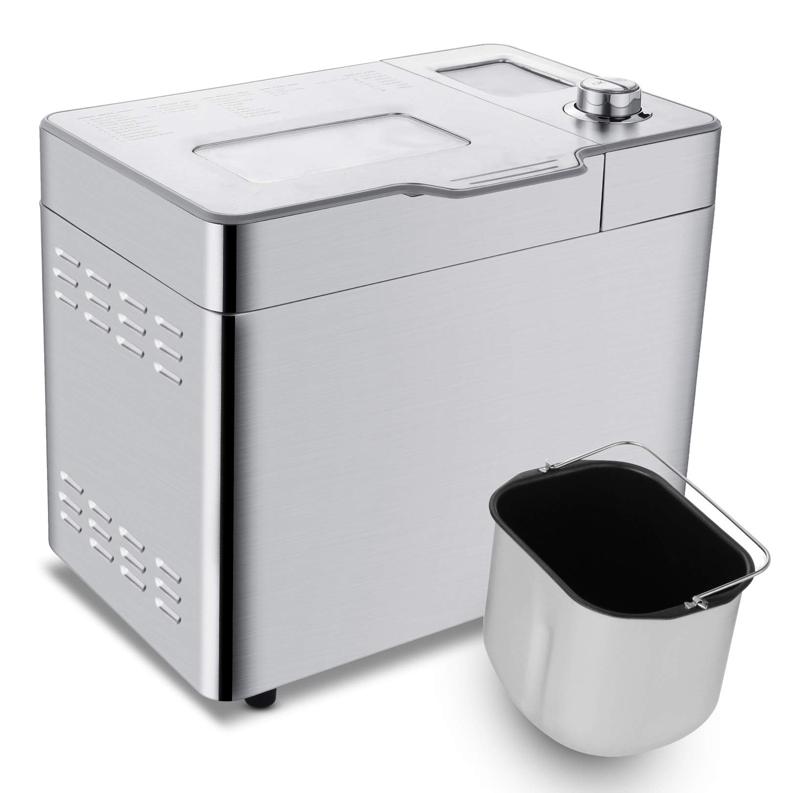 Снимка на Хлебопекарна Nictemaw Baking Master, 550W, 25 програми, 3 степени, 500/750/900 гр, LCD, Отложен старт 13ч, Автоматичен дозатор, Сребрист, Nictemaw, цена 59.61 лв