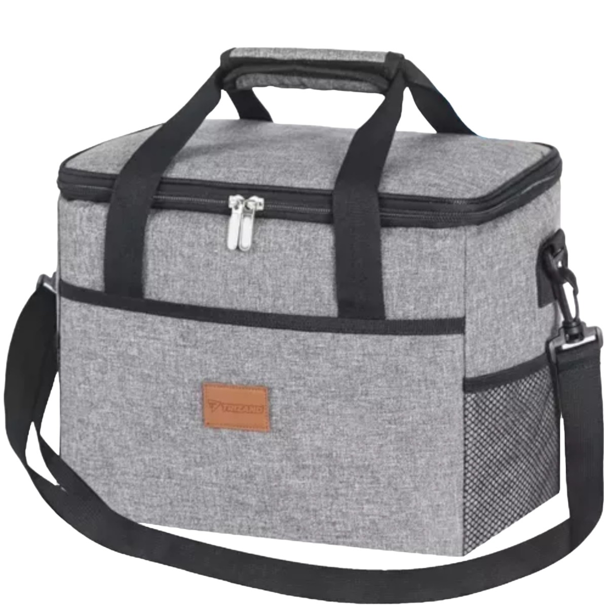 Мека хладилна чанта Trizand 23842, Водоустойчив, 20L,  За топло и студено ползване, 2 охладителя, Сив — снимка