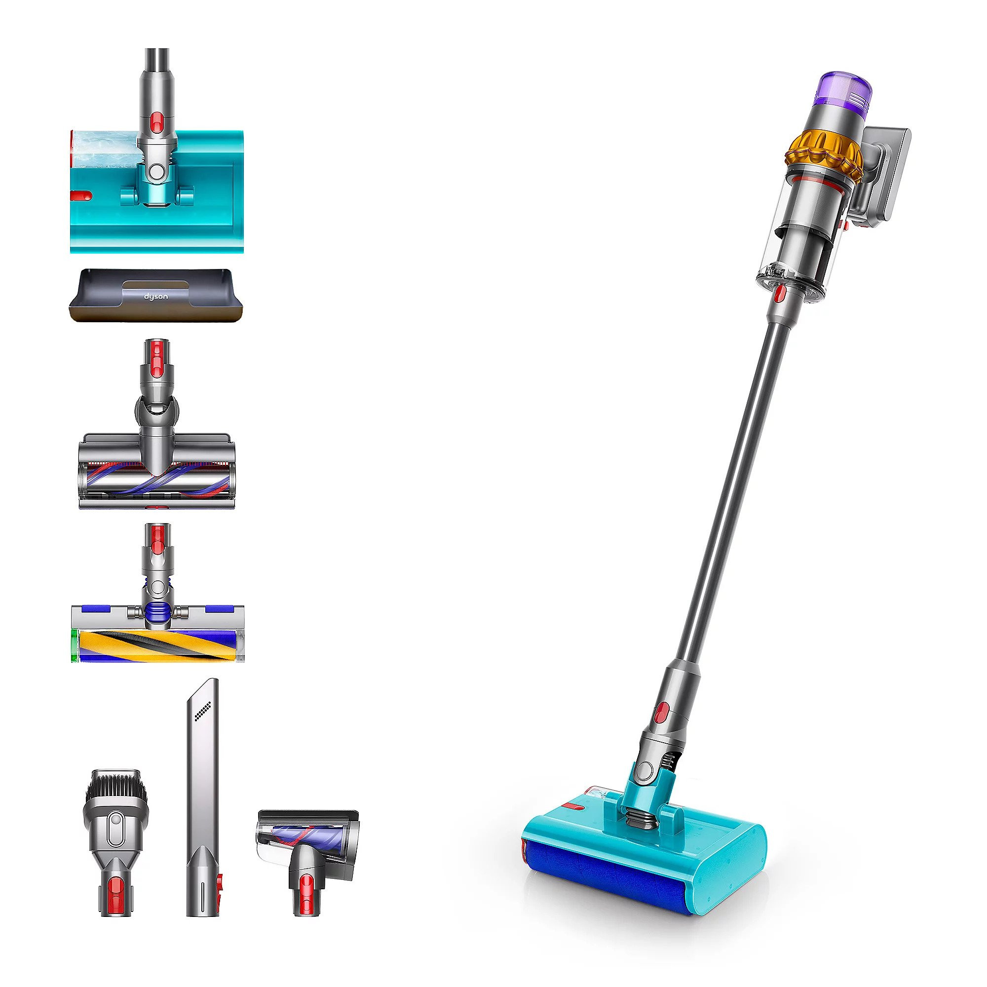 Вертикална прахосмукачка Dyson V15S Detect Submarine 448798-01, 660W, 0.77 л, 60 мин автономия, Сензори, 4 режима, LCD, Сив/син от Dyson — продуктова снимка