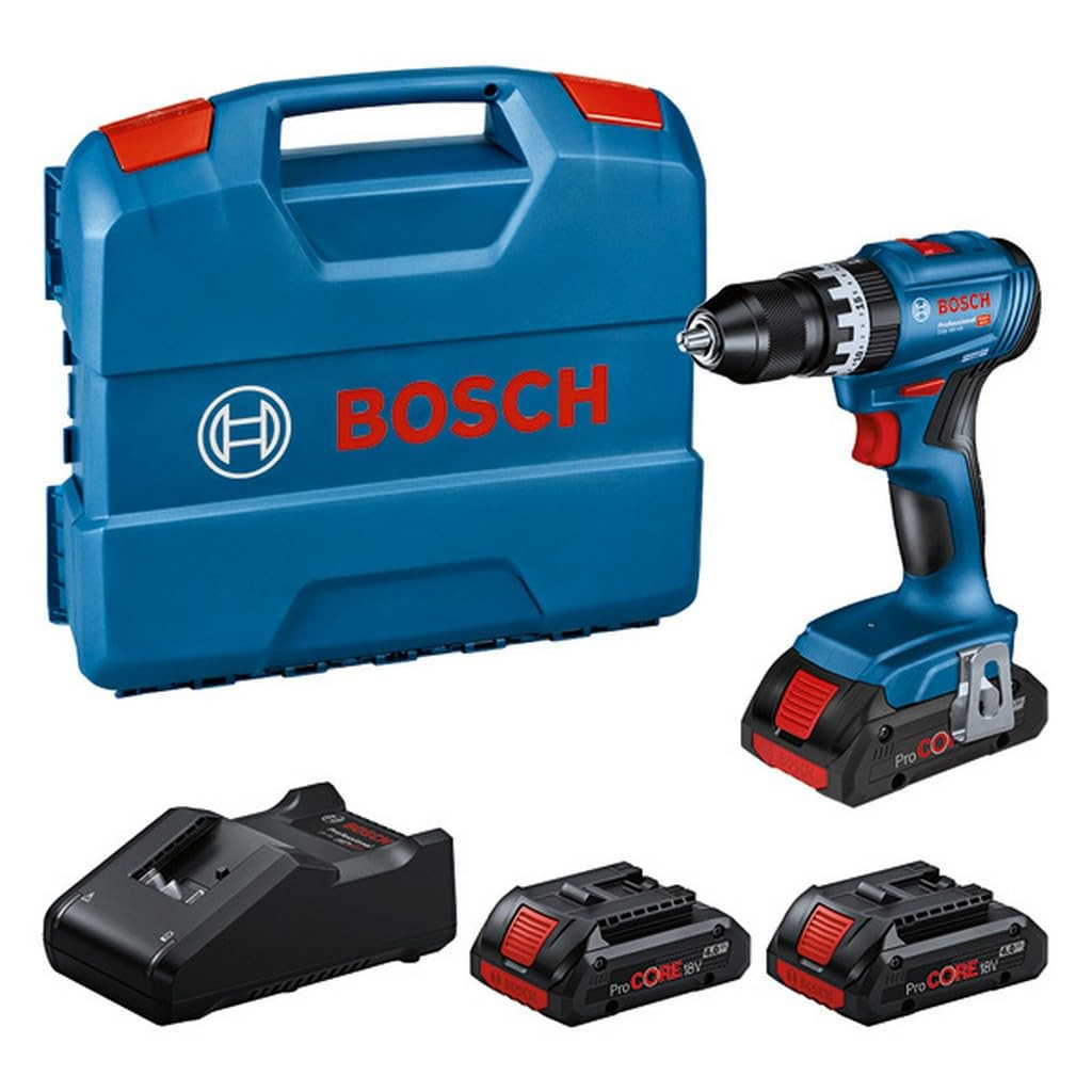 Професионален ударен винтоверт комплект Bosch Professional GSB 18V-45 0615A5002U, 850W, 21/45 Nm, 500-1900 об/мин, 4 Ah, 3 батерии, Куфар, Син — снимка на продукта от BOSCH