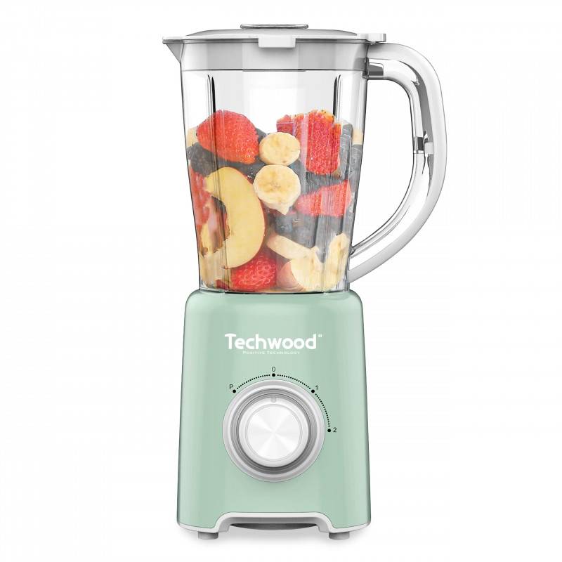 Блендер Techwood TBL-782, 500W, 1.5 л, 2 скорости + импулси, Стоманени ножове, Светлозелен — снимка