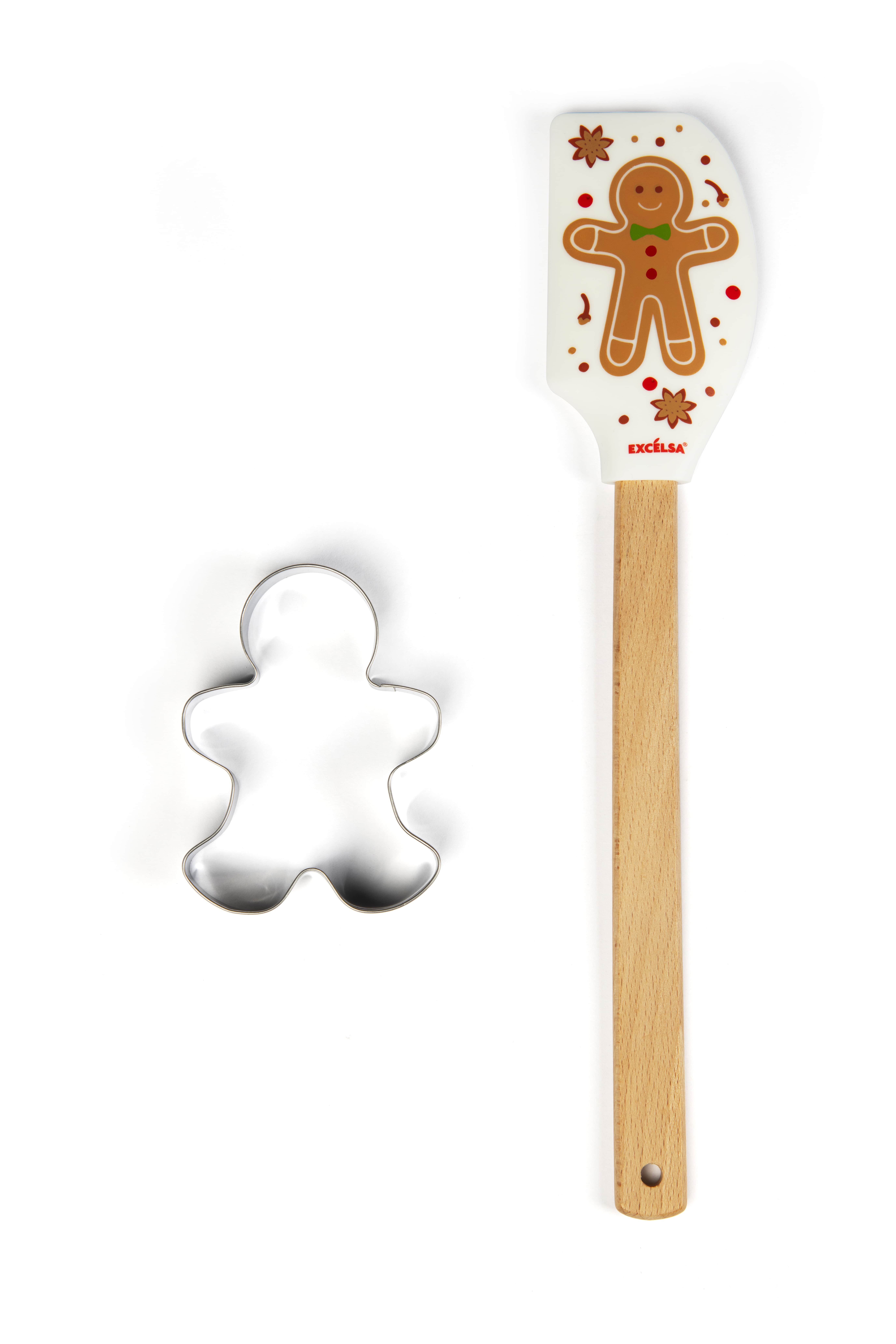 Коледен комплект за сладки EXCELSA WONDERFUL GINGER, джинджифилово човече, 2 броя, празнични съдове за десерти и украса  

11