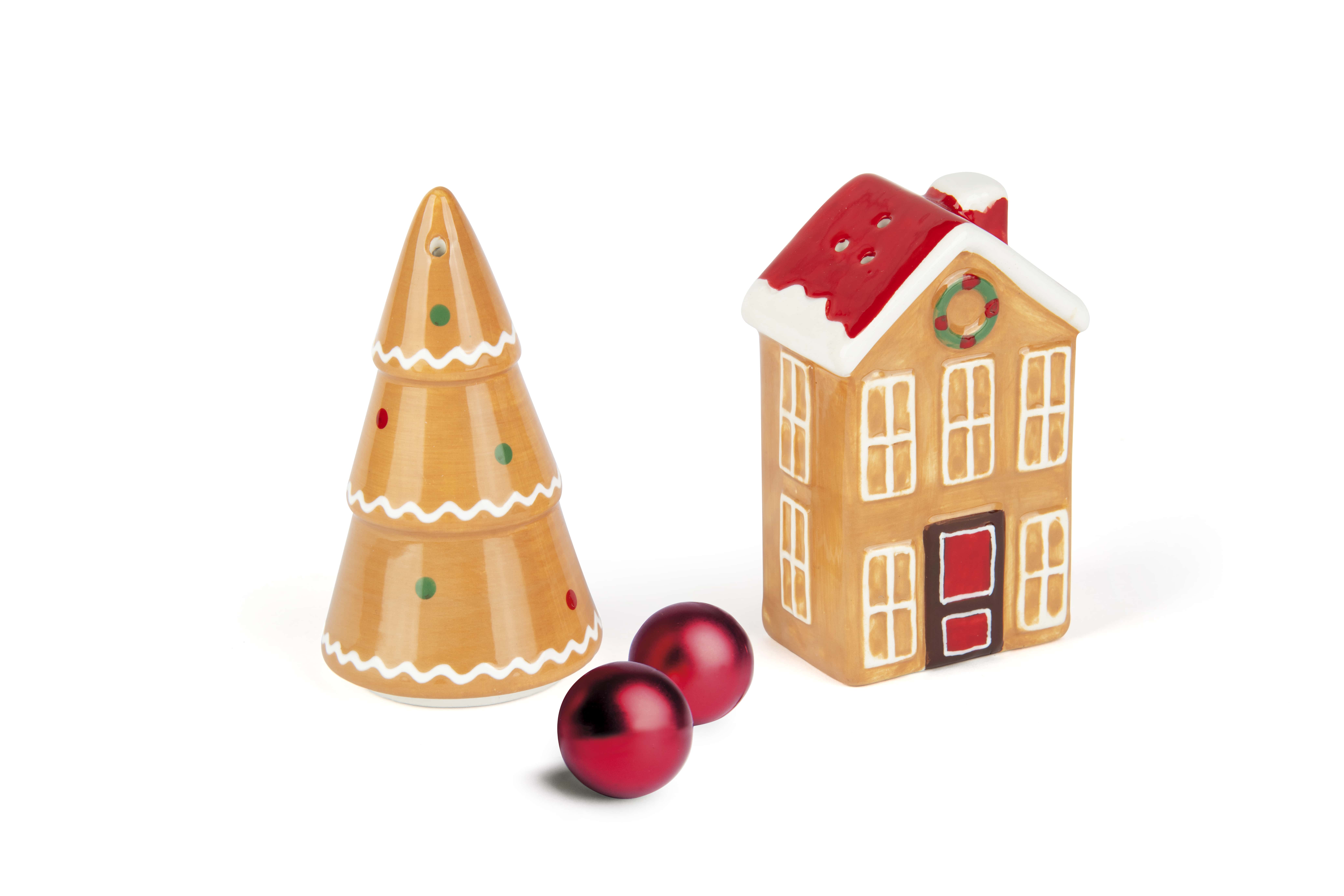 Сет за сол и пипер EXCELSA WONDERFUL GINGER, стилни съдове за подправки, за кухня и маса, празничен дизайн  

8