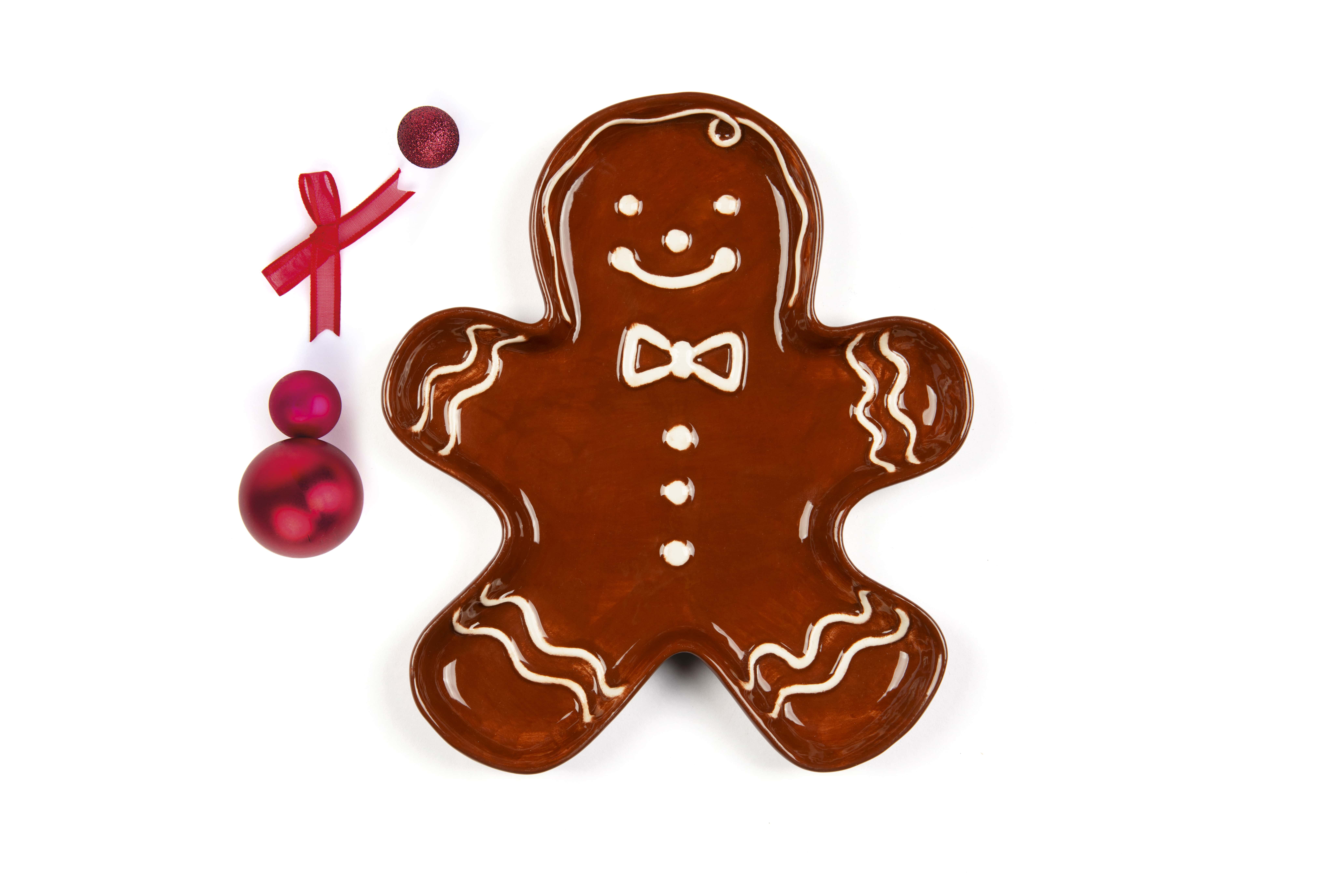 Чиния джинджифилово човече EXCELSA WONDERFUL GINGER, декоративна чиния за празници, бяла с дизайн на джинджифилово човече, за сервиране и украса  

2