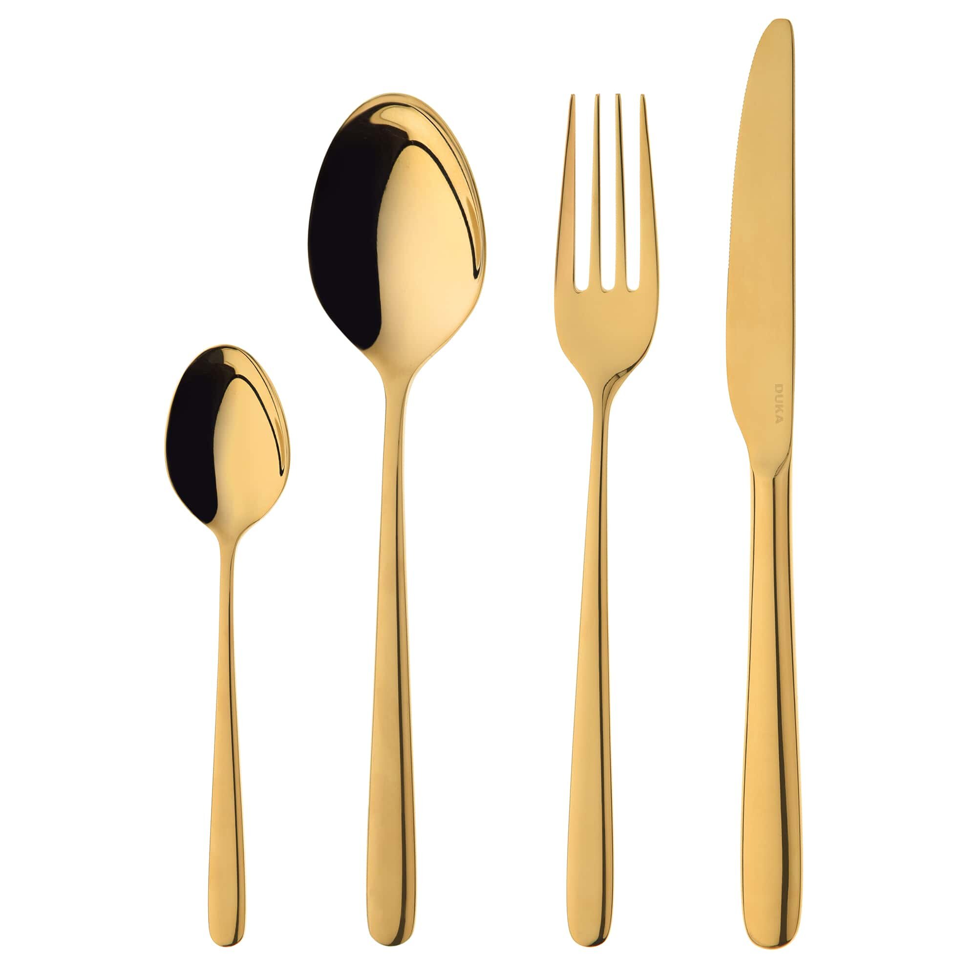 Комплект прибори DUKA TROPEA 24 ел., златисти, за хранене, снимка  

11