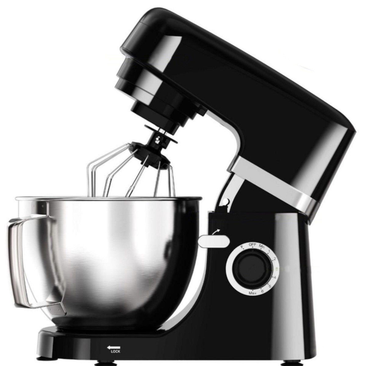 Планетарен миксер Kumtel HSM-01, 1000 W, 4.3 л, 8 скорости, 4 приставки, Плавен старт, Функция Пулс, Черен — снимка