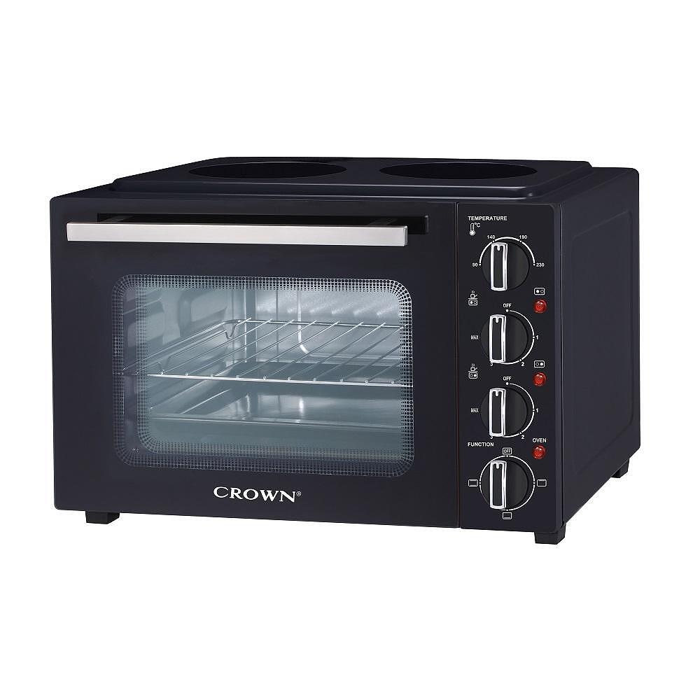 Малка готварска фурна Crown CMO-352CER, 1700W, 35 литра, Керамични котлони, 90 до 230°C, Черен — снимка