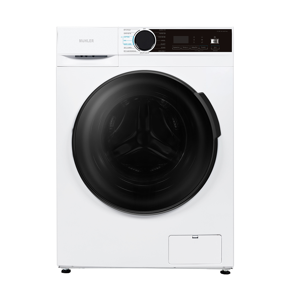 Пералня Muhler IWM7120MWA, Клас А, Инверторна, 7kg, 1200rpm, LED дисплей, 15 програми, Steam Wash, Бял — снимка