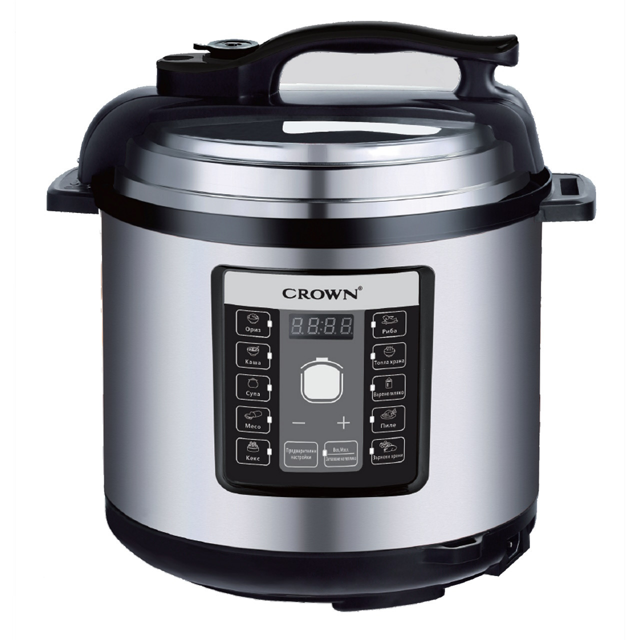 Сребрист мултикукър Crown CPC-506BF с дисплей и програми  

7