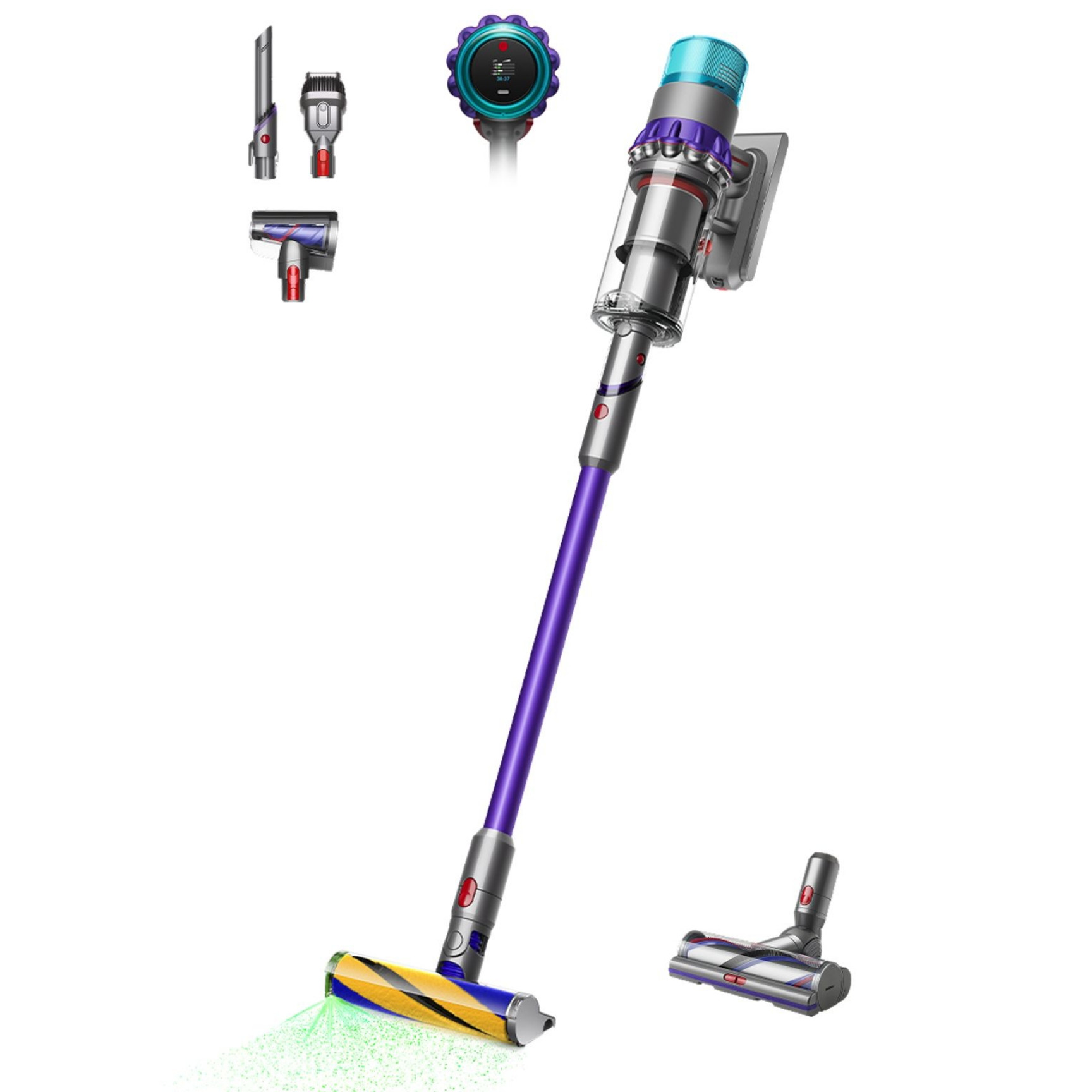 Вертикална прахосмукачка Dyson Gen5detect 446989-01, 280AW, 135000 об/мин, 0.75l, 70 мин, 3 режима, Никел/лилав — снимка на продукта от Dyson