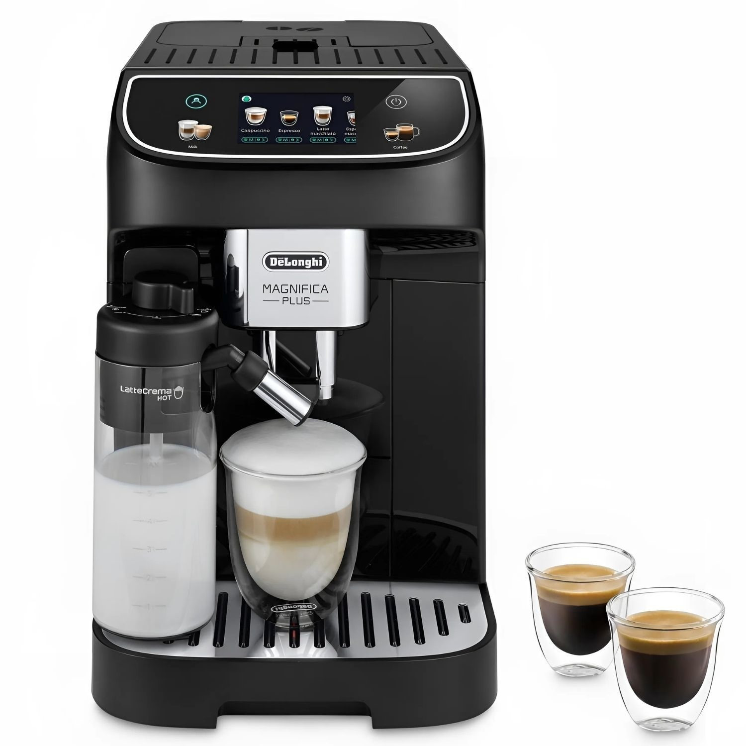 Снимка на Кафеавтомат DeLonghi Magnifica PLUS ECAM 320.60.B, 1450W, 15 bar, 1.8l, 15 програми, 13 нива на смилане, TFT тъчскрийн, LatteCrema Hot, Опция за кафе на зърна, Черен, DeLonghi, цена 516.66 лв