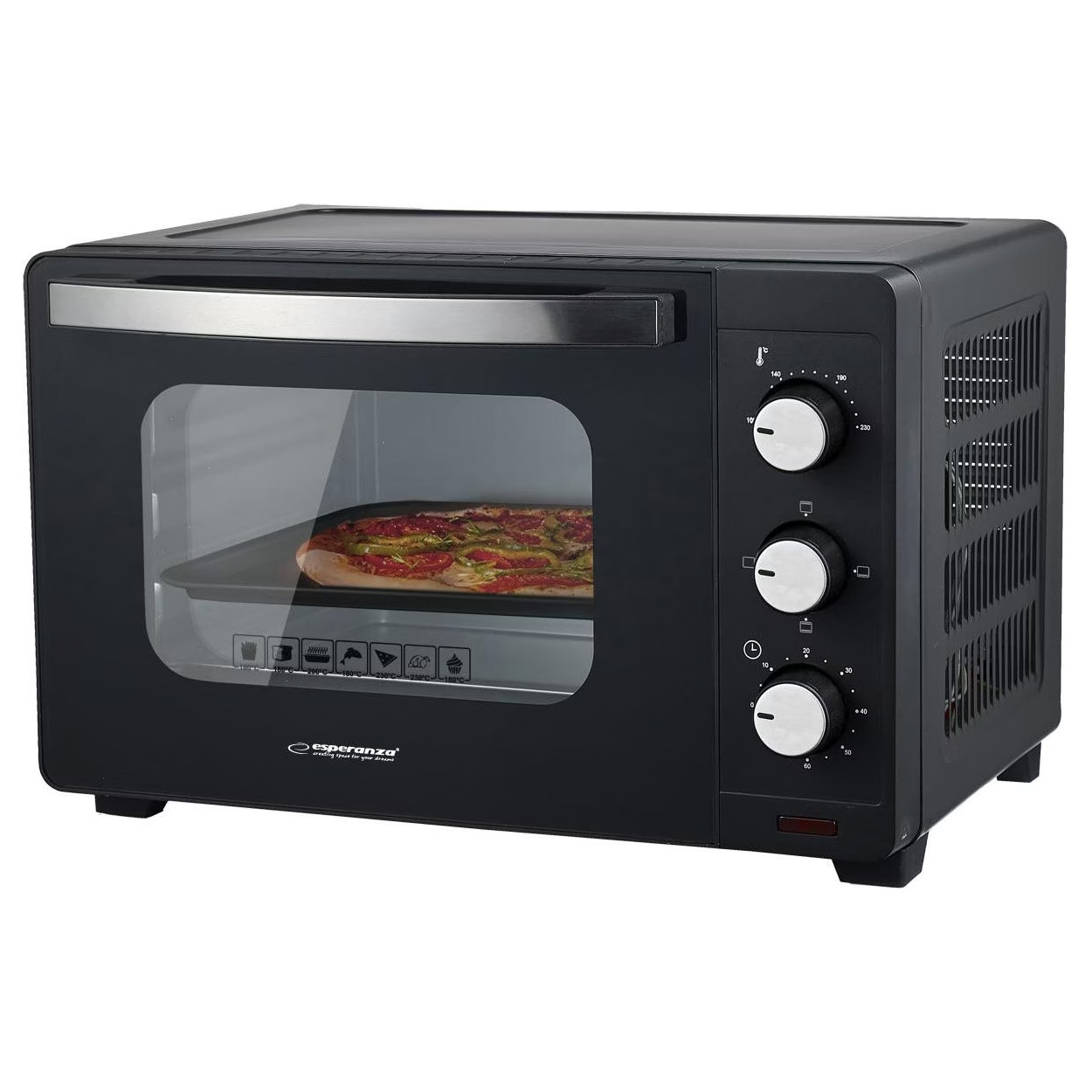 Електрическа фурна Esperanza EKO008N, 1280W, 20 л, 100-230C, Таймер 60 мин, Черен — снимка на продукта от Esperanza