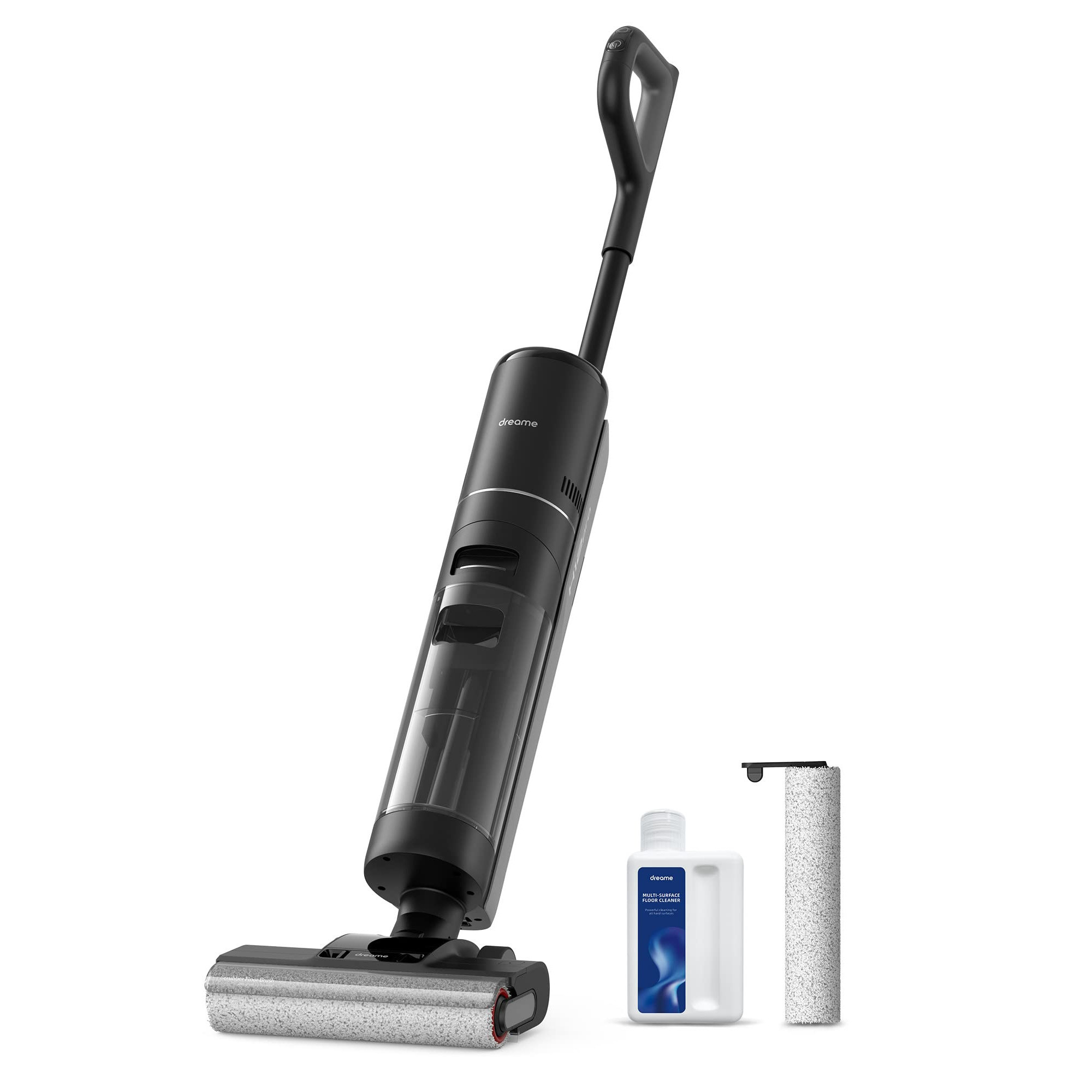Вертикална прахосмукачка DREAME H12 Pro HHR25A, 300W, 0.7/0.9 л, 3 режима, 35 мин, Мокро/сухо, Гласови известия, LED, Автоматично сушене на мопа, Черен/сив — снимка на продукта от Dreame