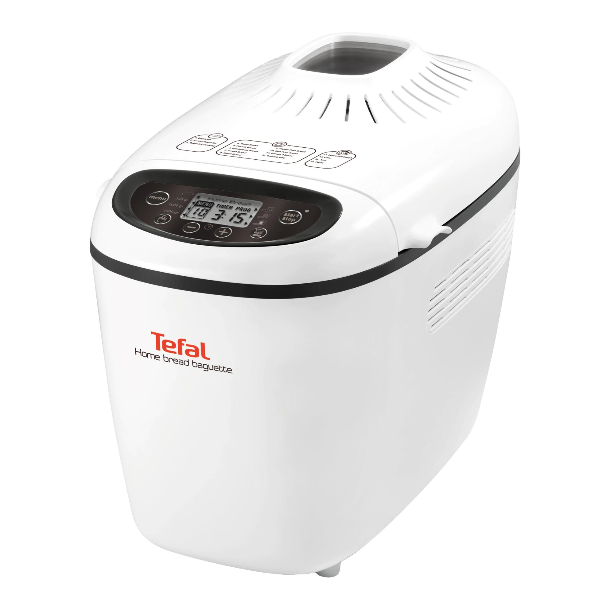 Хлебопекарна Tefal Home Bread Baguette PF610138, 1600 W, 750/1000/1500 гр, 2 бъркалки, 16 програми, Бял — снимка на продукта от TEFAL