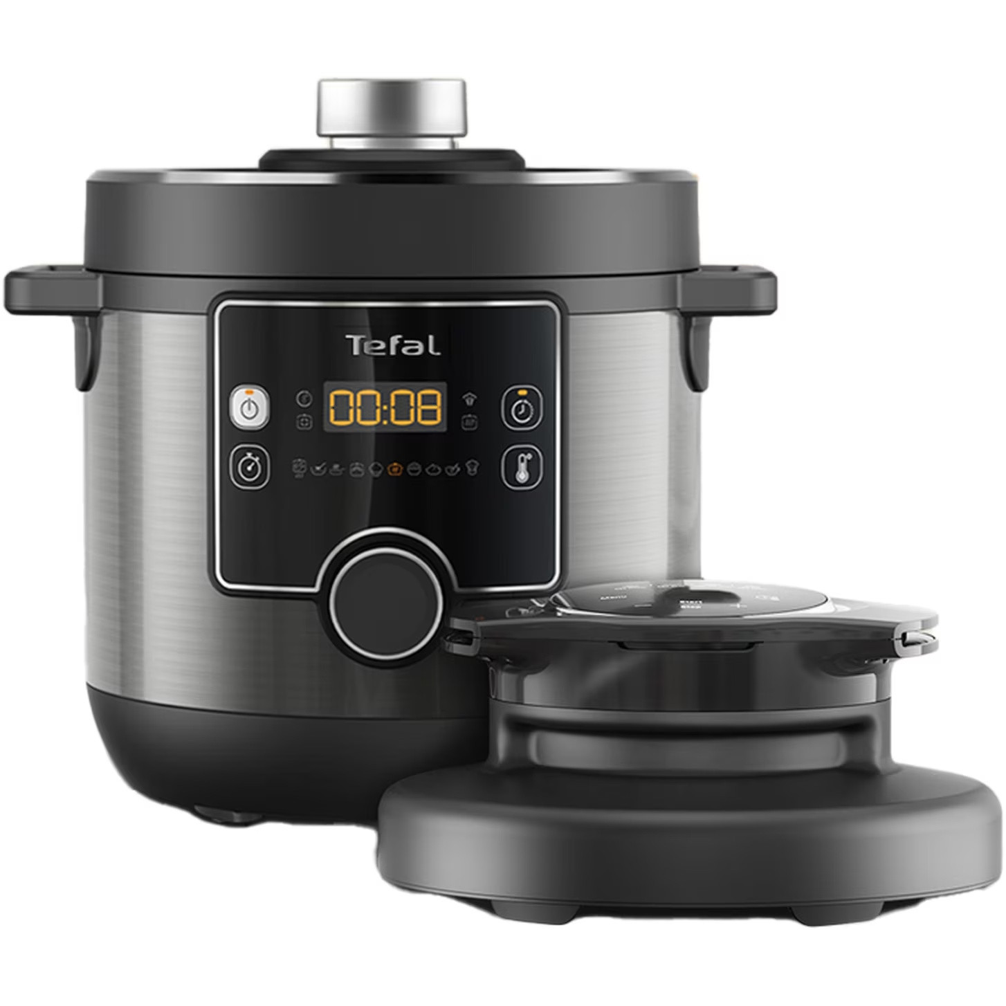 Мултикукър под налягане Tefal Turbo Cuisine & Fry CY778830, 70 kPa, 1200W, 7.6 л, 15 програми, Незалепващо покритие, Поддържане на топлина, Дигитален контрол ... — снимка на продукта от TEFAL