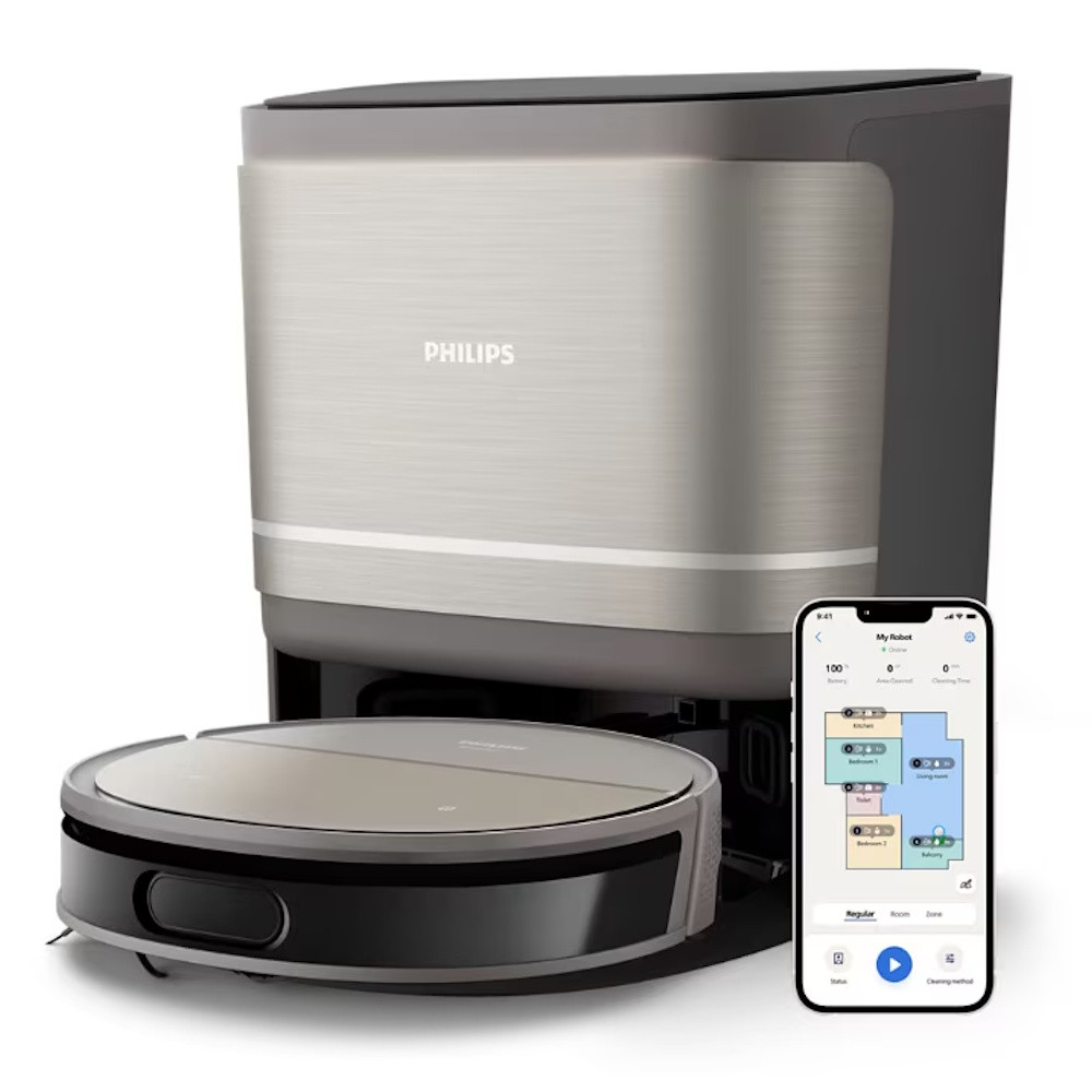 Прахосмукачка робот Philips Series 9000 XU9100/10, 6500 mAh, 8000 Pa, WiFi, LiDAR, PowerCyclone, EPA 11, Сухо/мокро почистване, Бронз/златист — снимка на продукта от Philips