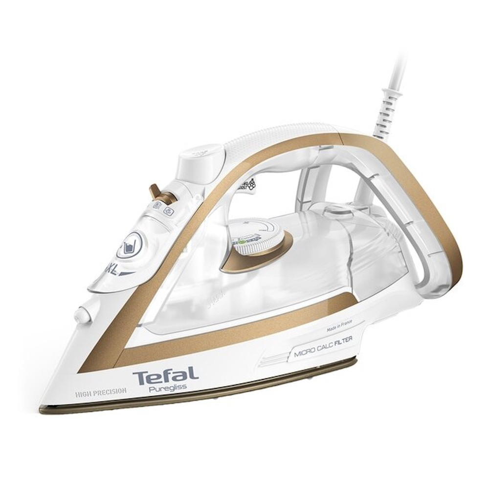Ютия Тefal Puregliss FV8042E0, 2900 W, 270 g/min, 270 ml, Вертикално гладене, Система притив капене, Бял/златист — снимка на продукта от TEFAL