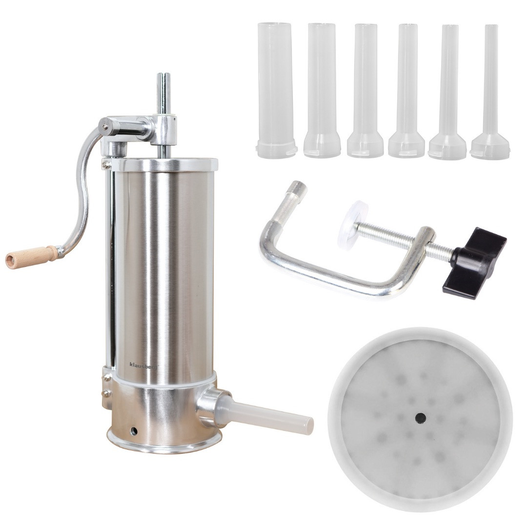 Машина за пълнене на колбаси Klausberg KB 7927, 5 Кг, Ръчна, 14-35мм, 6 фунии, Инокс от Klausberg — продуктова снимка