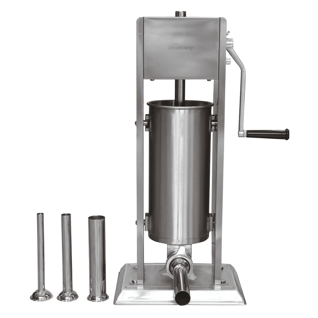 Снимка на Машина за пълнене на колбаси Klausberg KB 7930, 5 кг, Ръчна, 4 стоманени накрайника, Клапан за обезвъздушаване, Подвижен цилиндър, Инокс, Klausberg, цена 127.40 лв