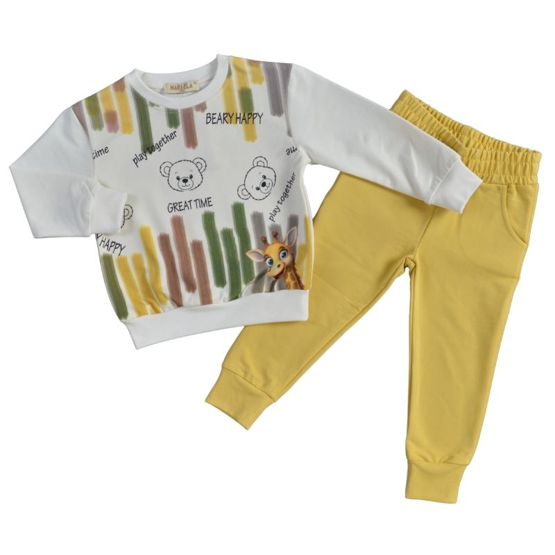 Памучен детски комплект Beary Happy с жълто — снимка на продукта от MARIELA