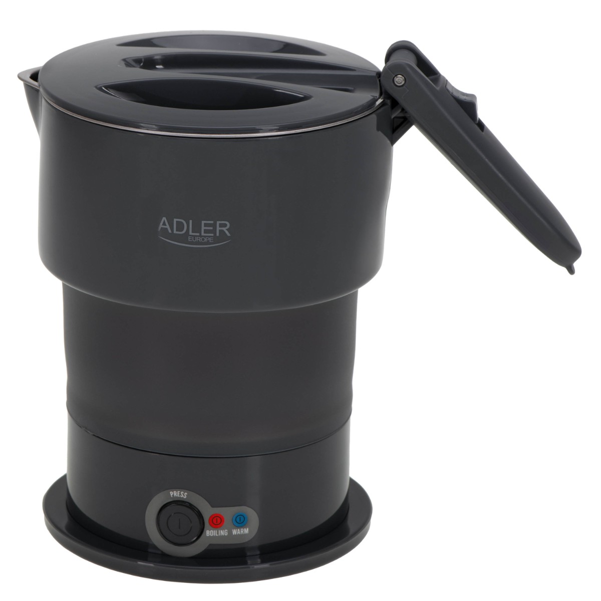 Туристическа електрическа кана Adler AD 1377, 600W, 0.6 литра, Сгъваема, Тъмносив от Potrebno — продуктова снимка