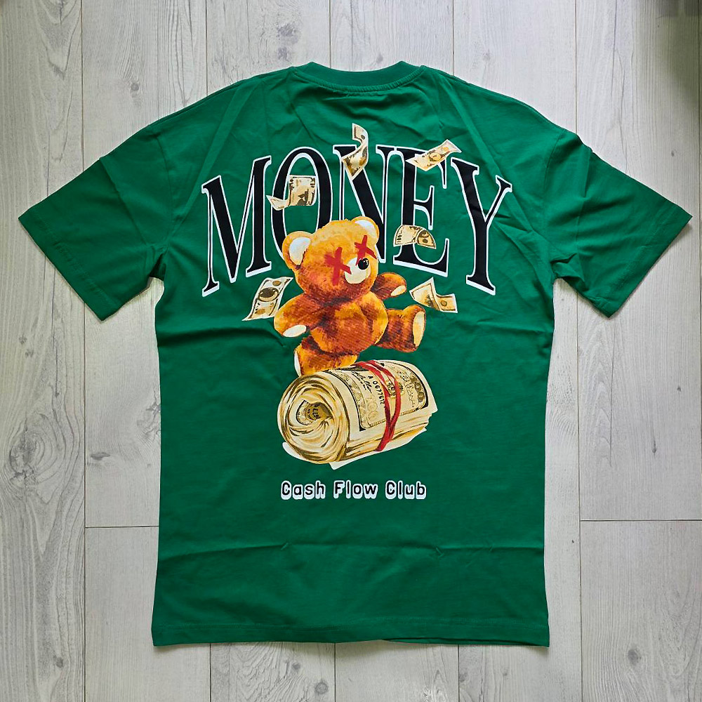 Мъжка тениска, овърсайз модел, щампа money, зелен цвят , Ft6000 — снимка на продукта от FrashEU