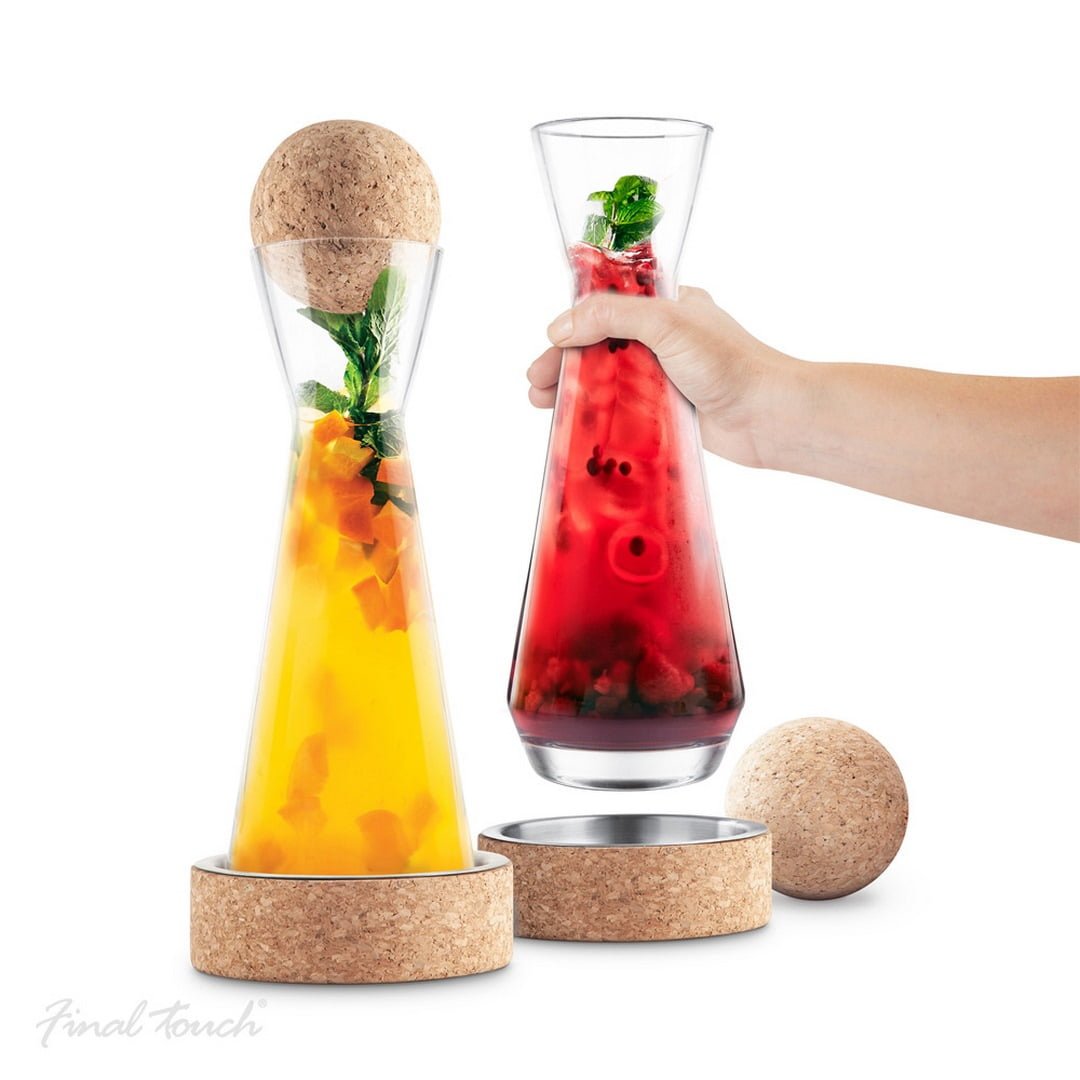 Стъклена Гарафа с Коркова Подложка от Dreboliikicom — продуктова снимка