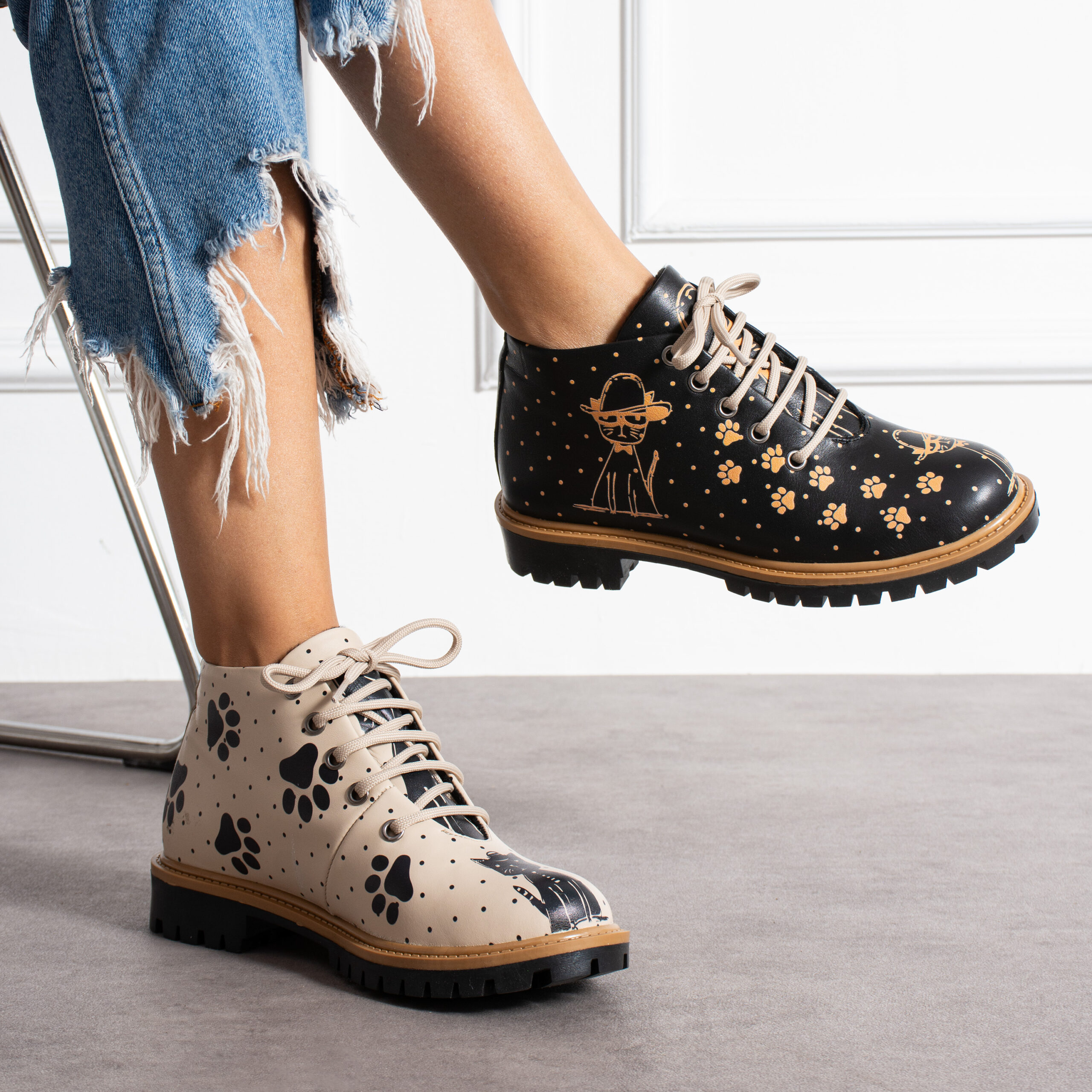 Дамски модерни боти с принт от естествена кожа — снимка на продукта от ARMADA