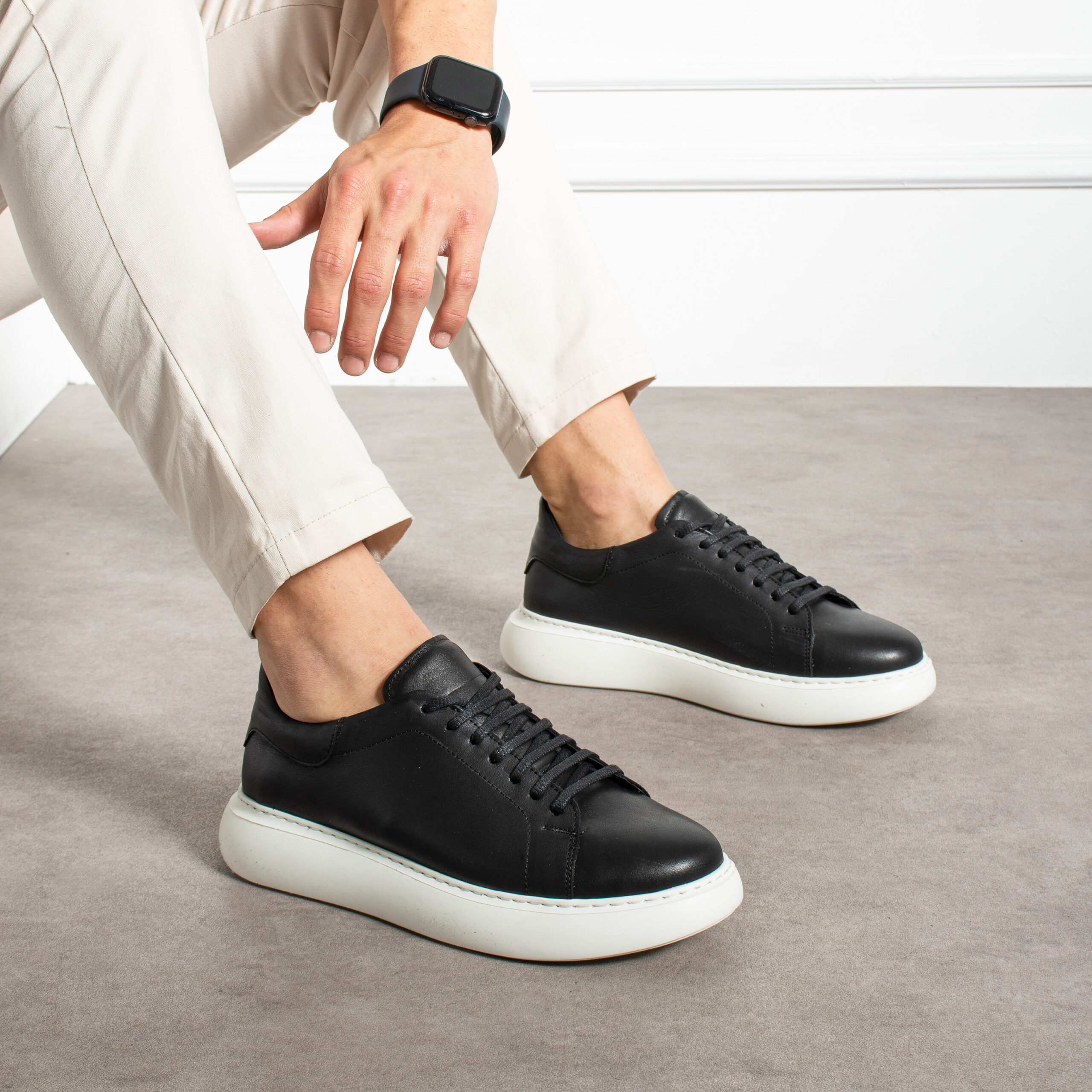 Снимка на Мъжки черни кецове от естествена кожа, ARMADA, цена 71.07 лв