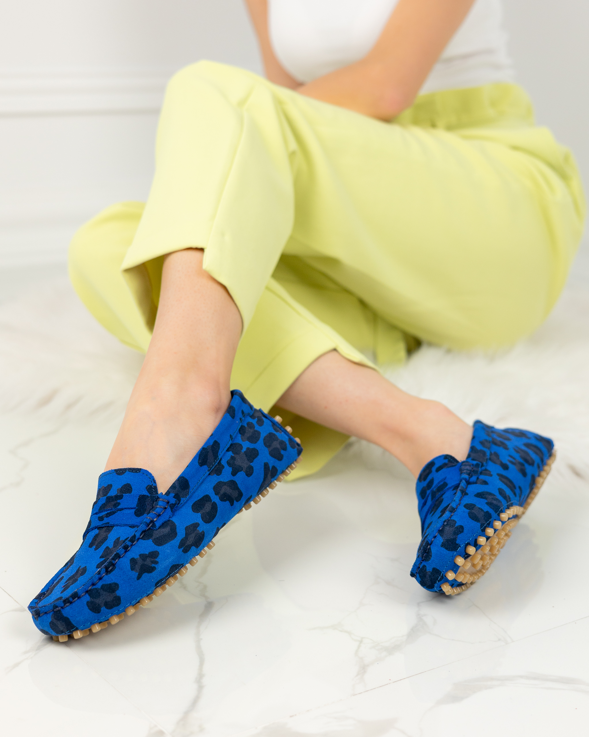 Сини мокасини от естествен велур с леопардов принт ARMADA

9