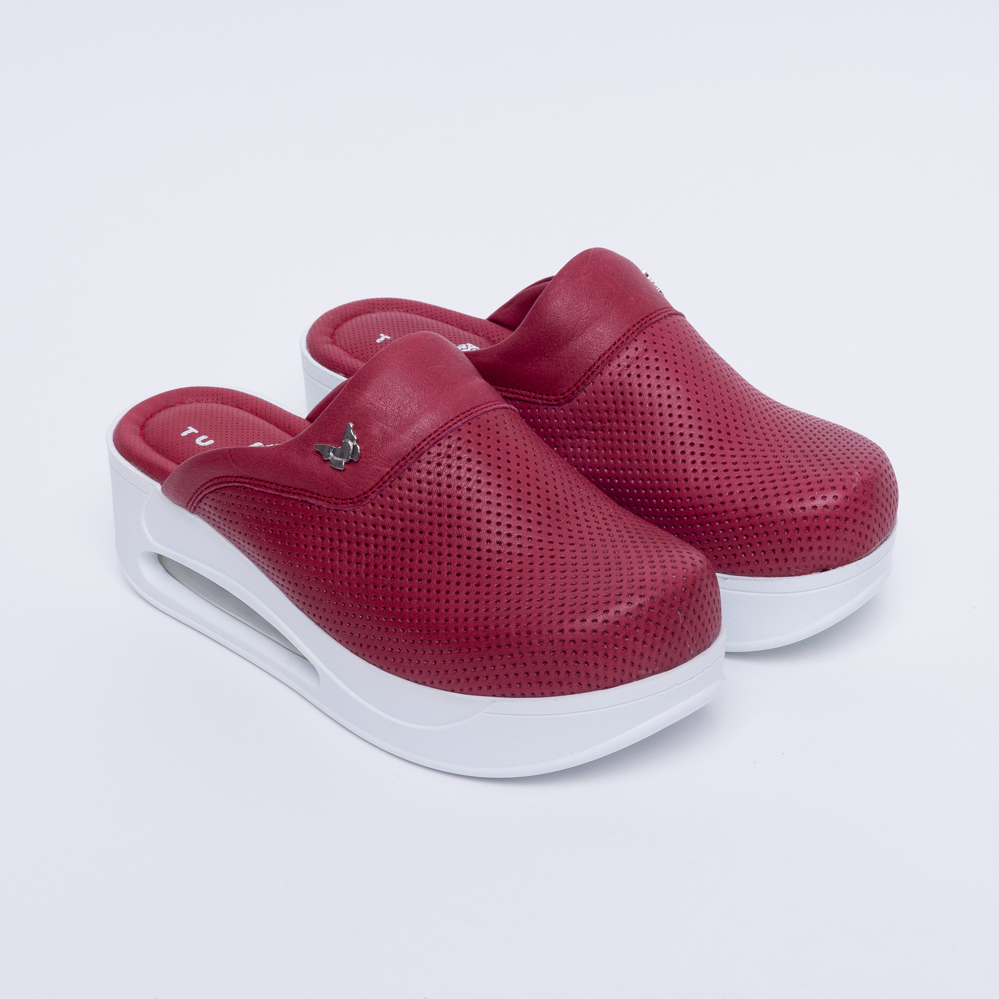 Червени дамски анатомични чехли ARMADA, платформа, естествена кожа  

14