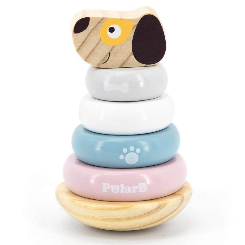Дървена играчка за нанизване на рингове – Кученце Polar B Viga toys — снимка