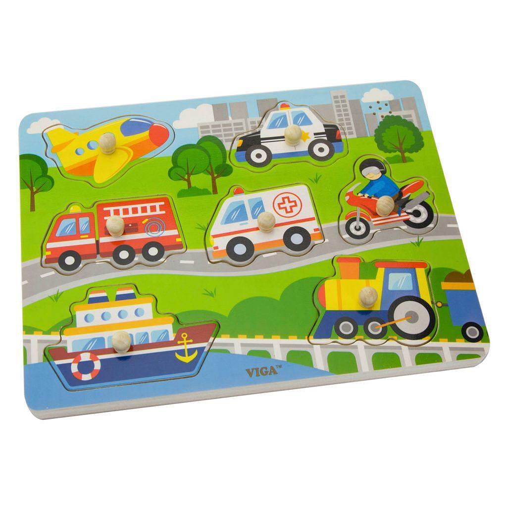 Музикален дървен пъзел – Транспортни средства Viga toys — снимка