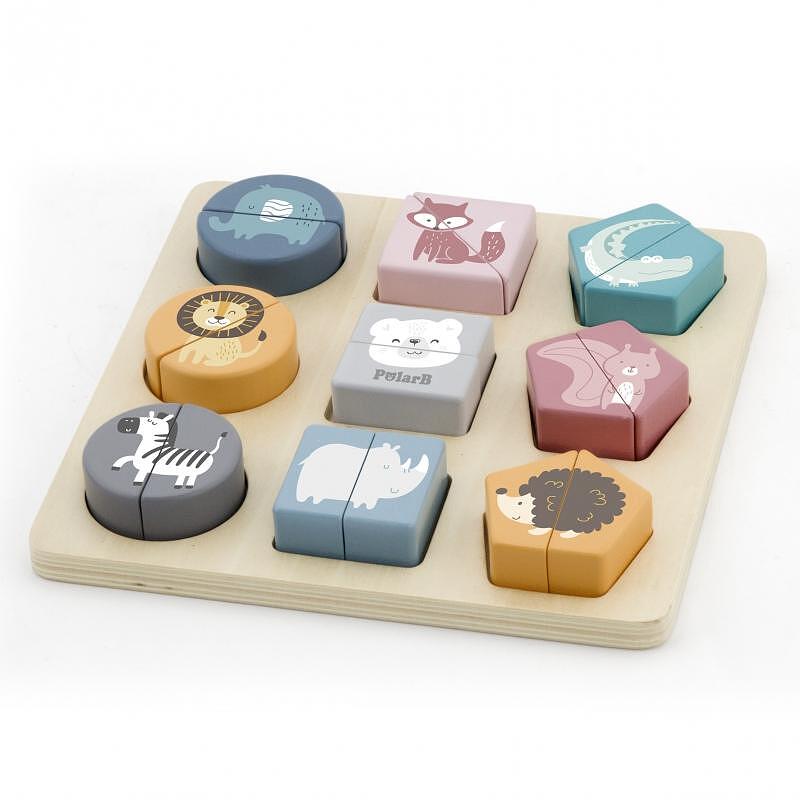 Детски пъзел с геометрични форми – Животни Polar B Viga toys — снимка