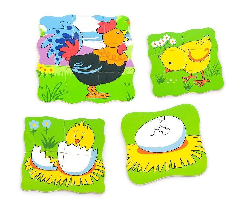 Детски дървен пъзел за развитие и еволюция - Кокошка Viga toys — снимка