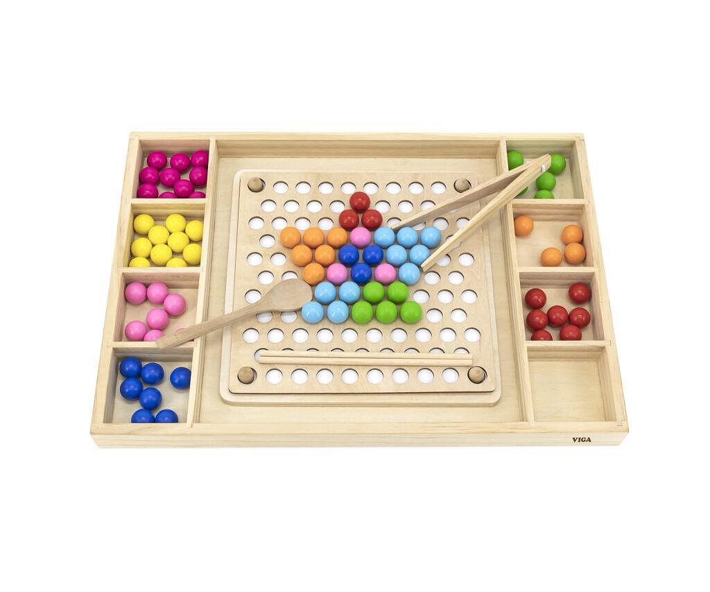 Дървена мозайка с топчета Viga toys — снимка