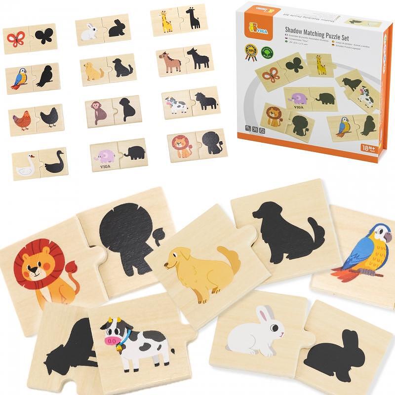 Viga Образователен пъзел - Свръжи сенките на животните — снимка